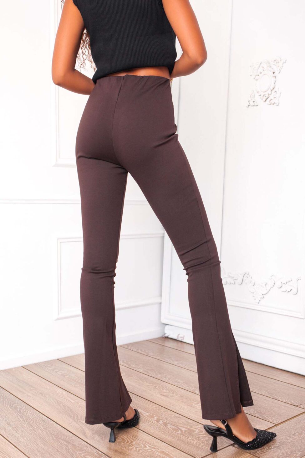 Mode παντελόνι με σκίσιμο καφέ - Image 3