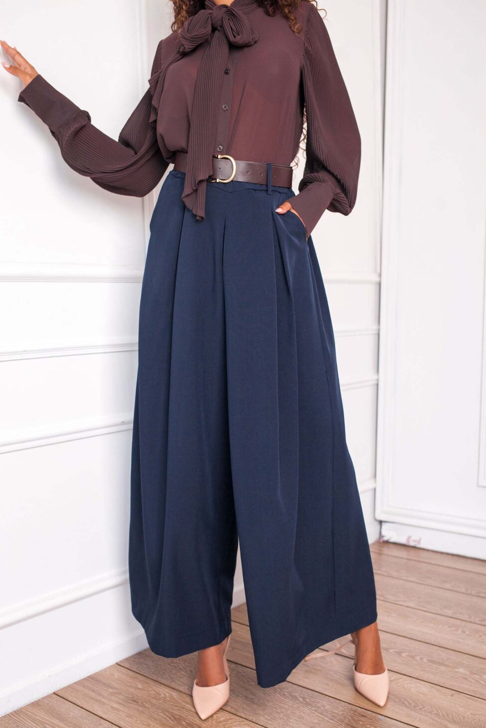 Nana υφασμάτινο παντελόνι με πιέτες μπλε - Image 2