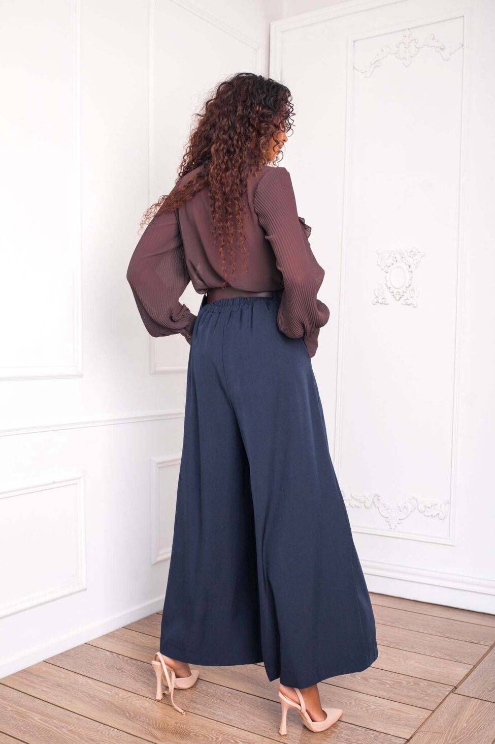 Nana υφασμάτινο παντελόνι με πιέτες μπλε - Image 3