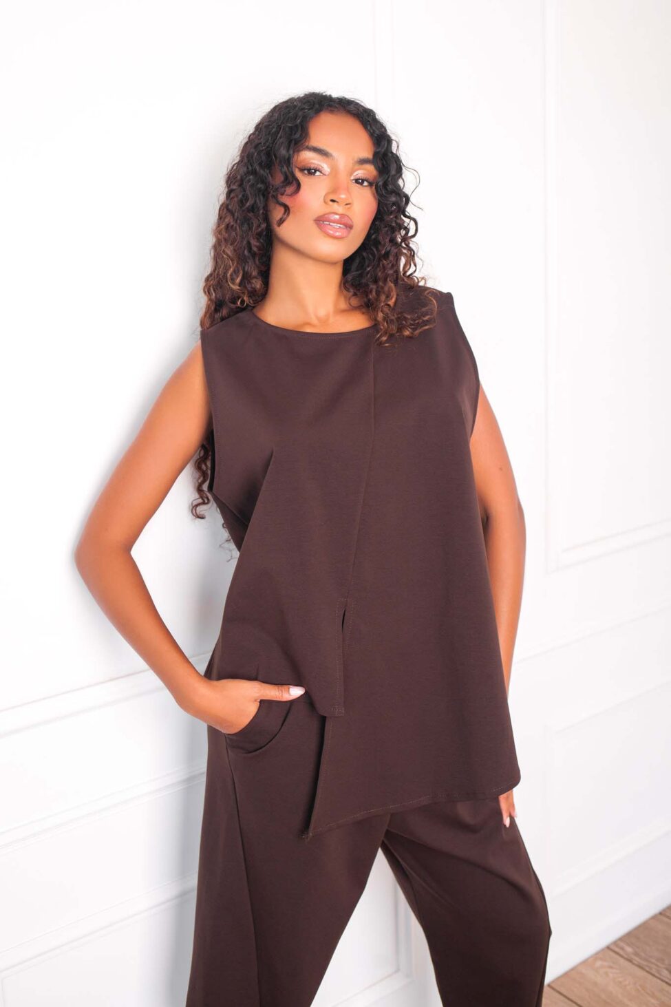 Orlith σετ μπλούζα παντελόνι καφέ - Image 2