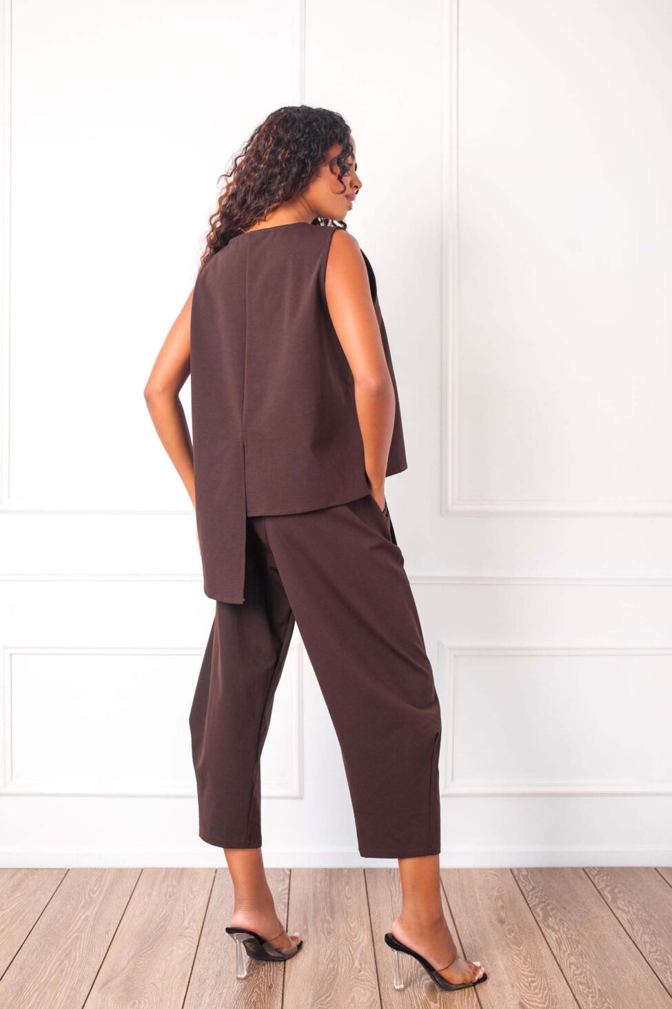 Orlith σετ μπλούζα παντελόνι καφέ - Image 3