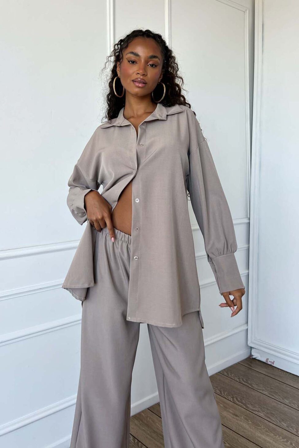 Plain σετ πουκάμισο παντελόνι πούρο - Image 3