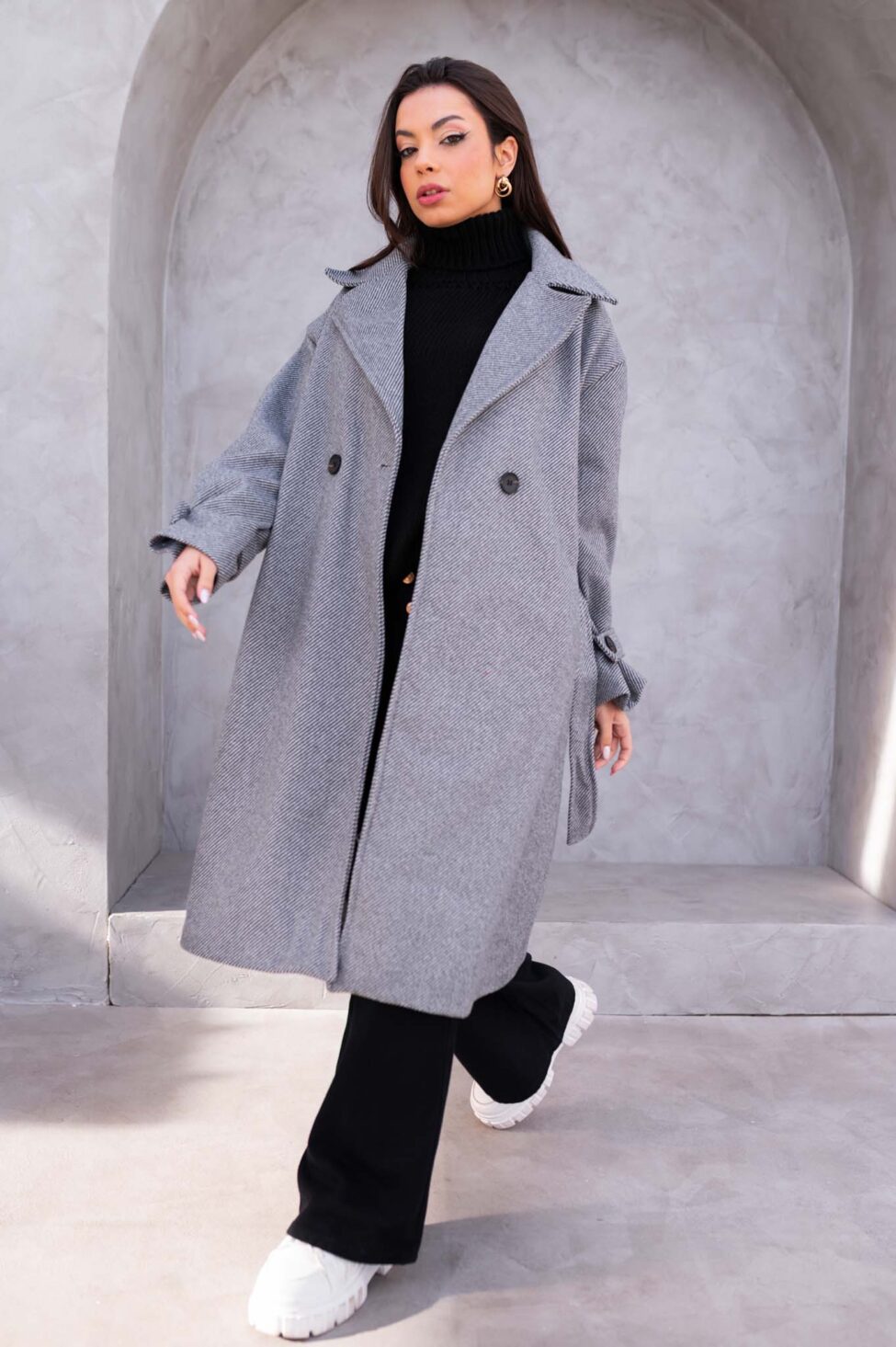 Provoke μακρύ παλτό γκρι - Image 4