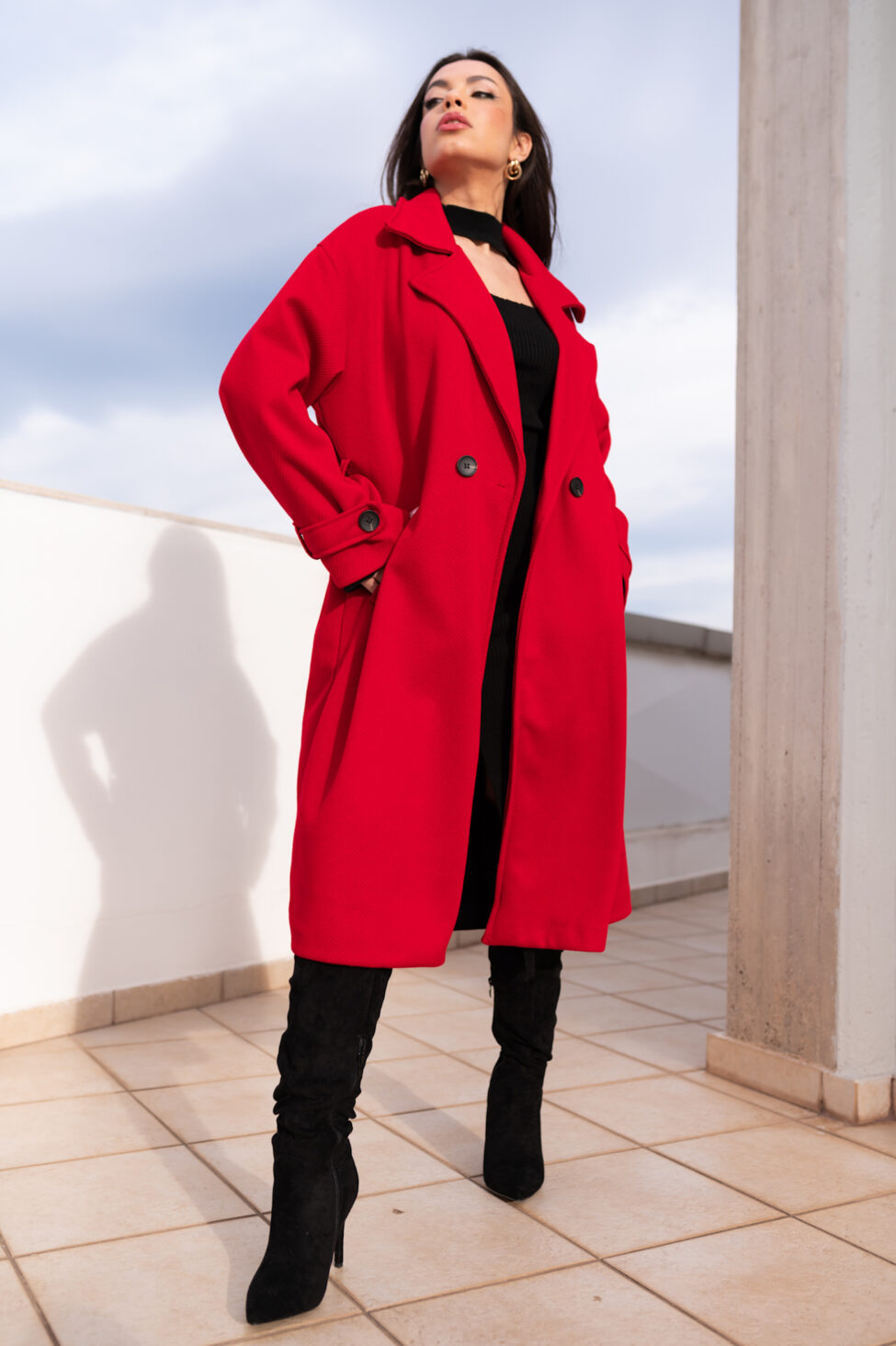 Provoke μακρύ παλτό κόκκινο - Image 2