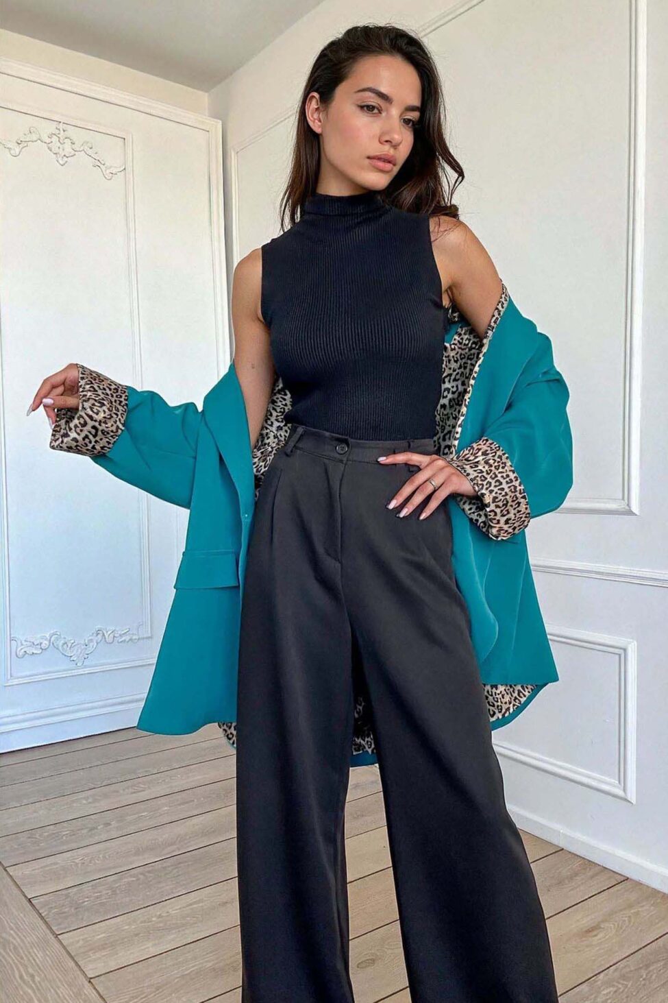 Seloura Oversized σακάκι πετρόλ - Image 2