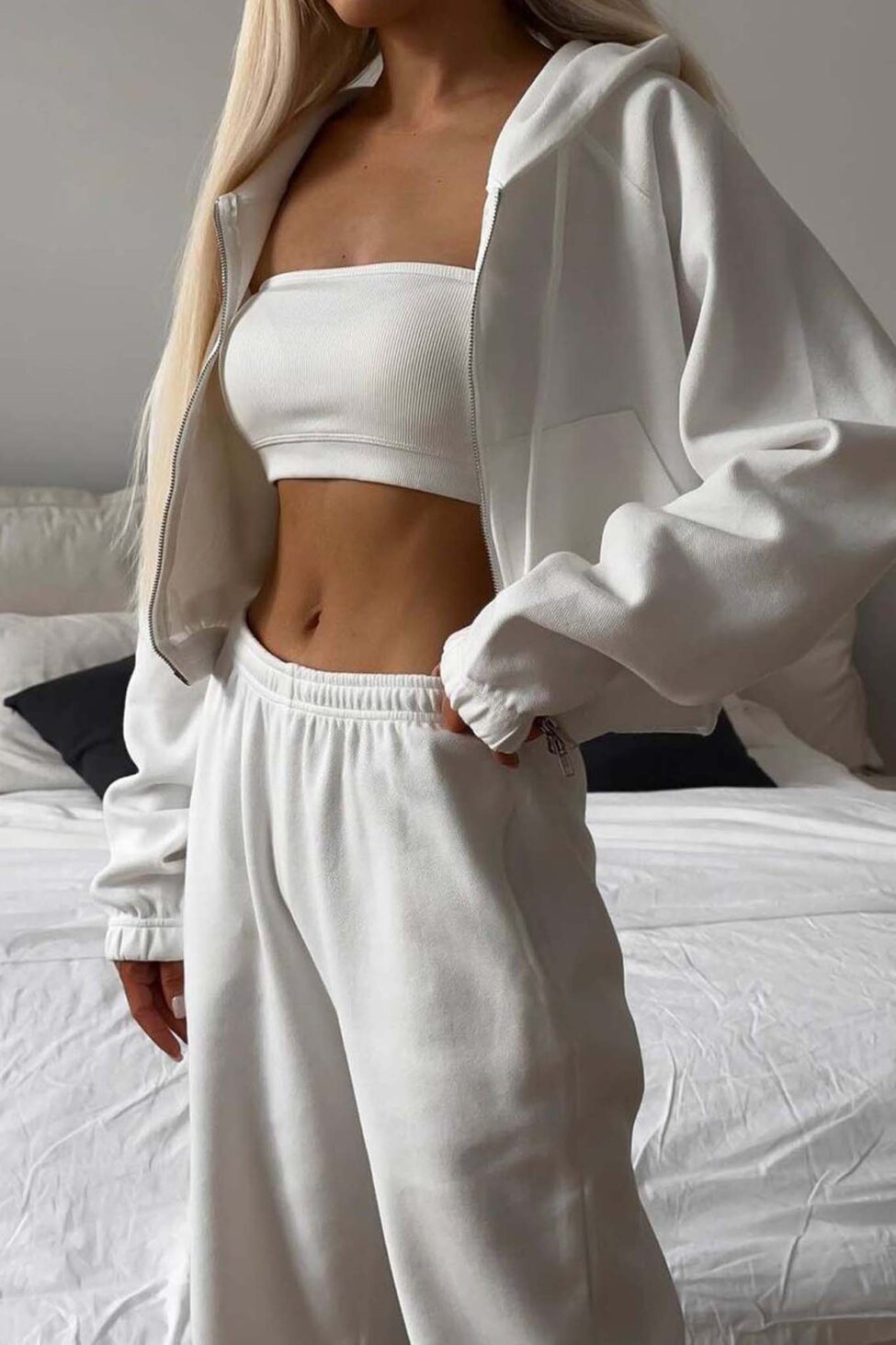 Serenith σετ φούτερ φόρμα λευκό - Image 2