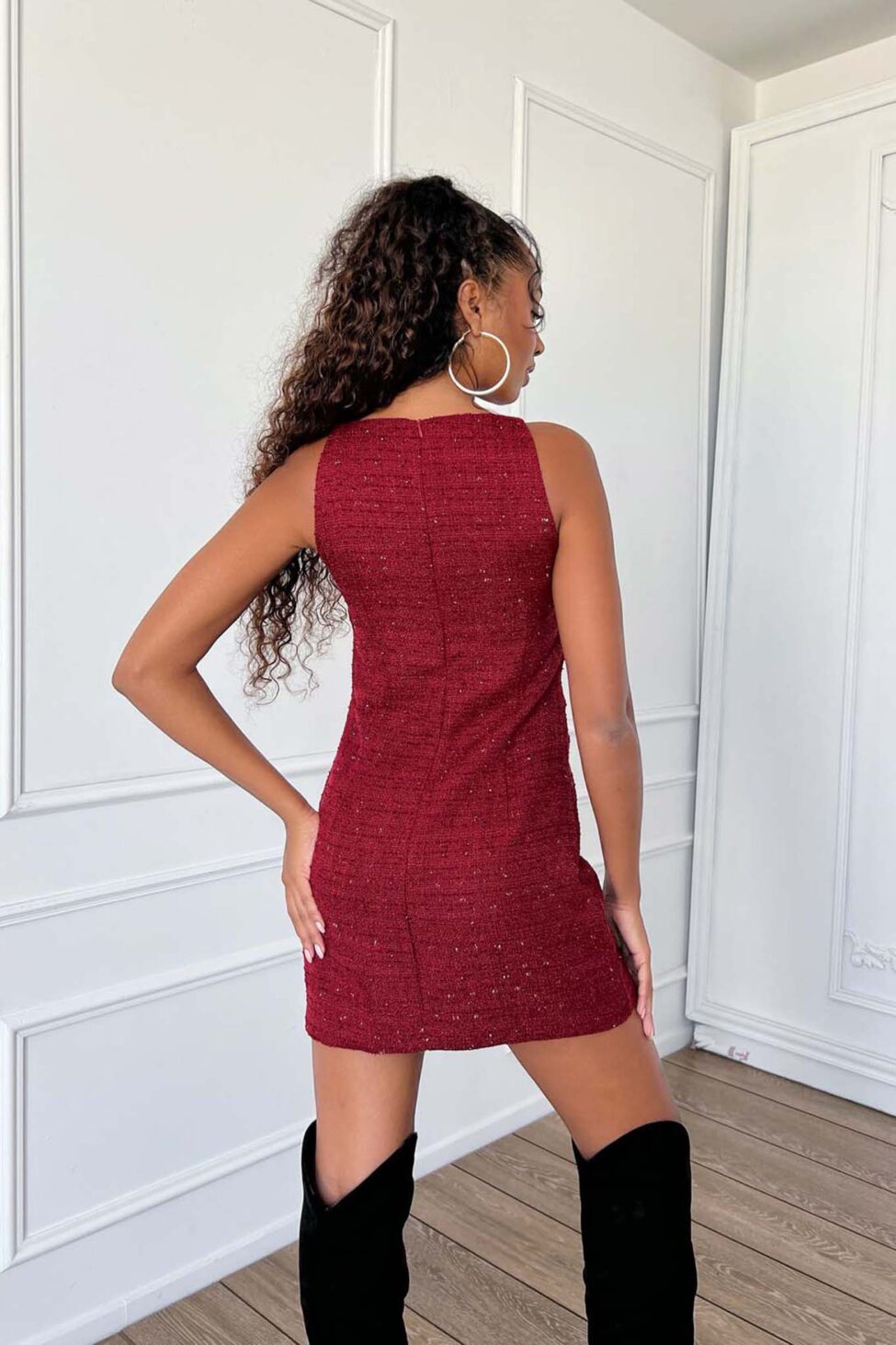 Softie μίνι πλεκτό φόρεμα μπορντό - Image 2