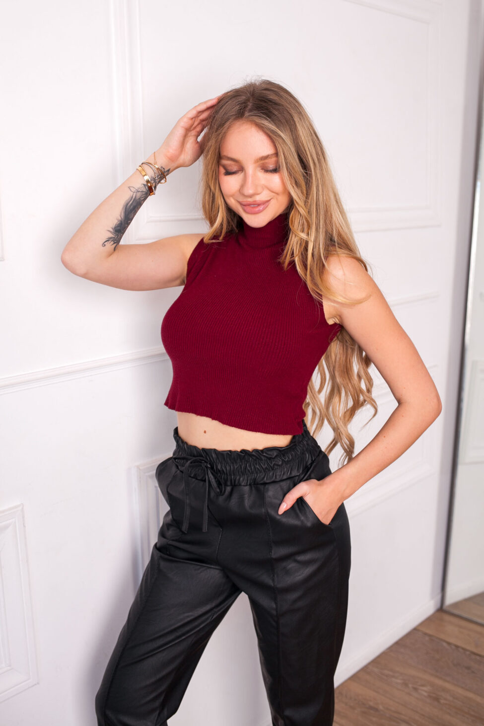 Solea αμάνικο τοπ ριπ μπορντό - Image 3