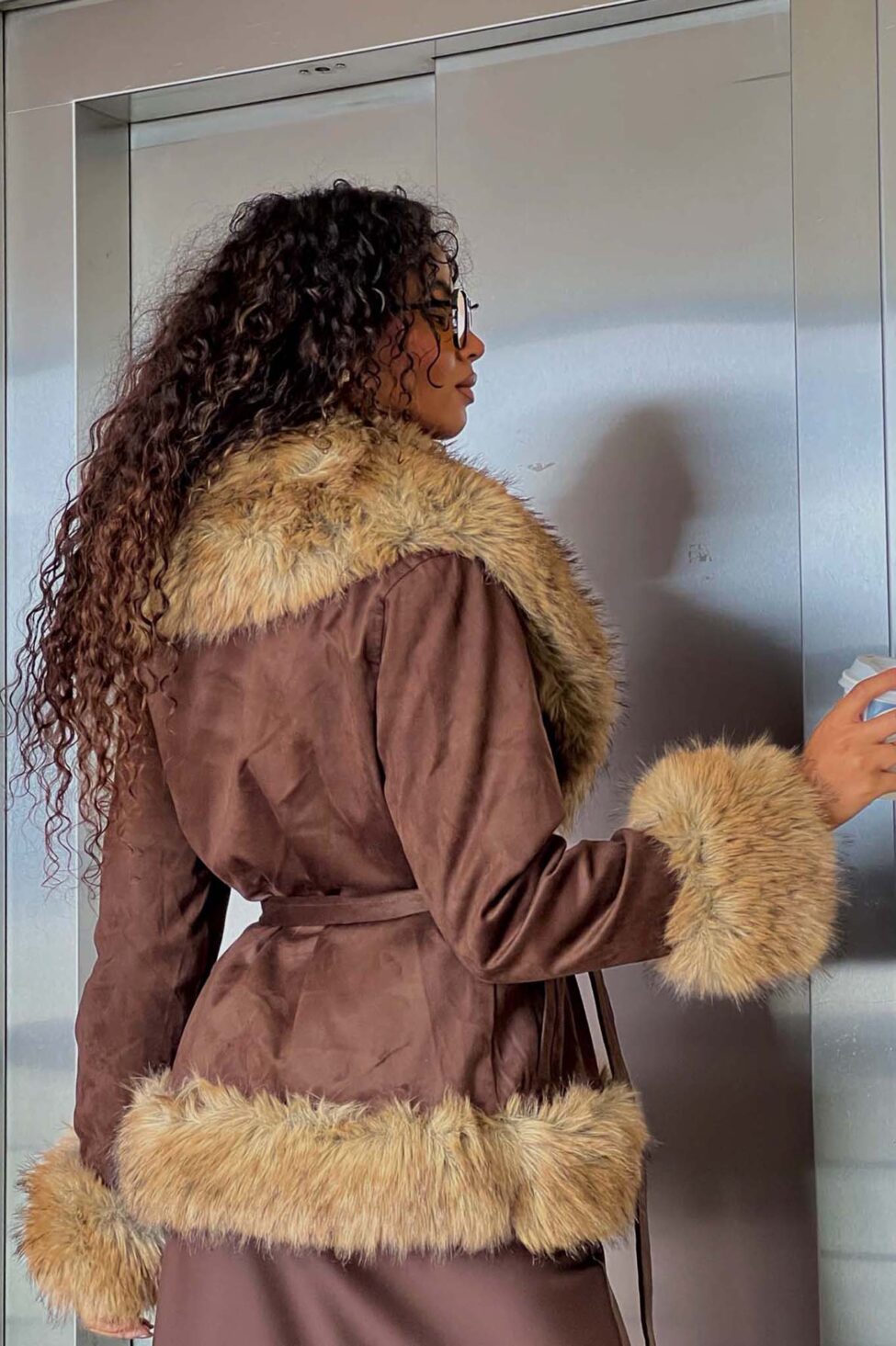 Southeast παλτό με κουκούλα καφέ σκούρο - Image 3