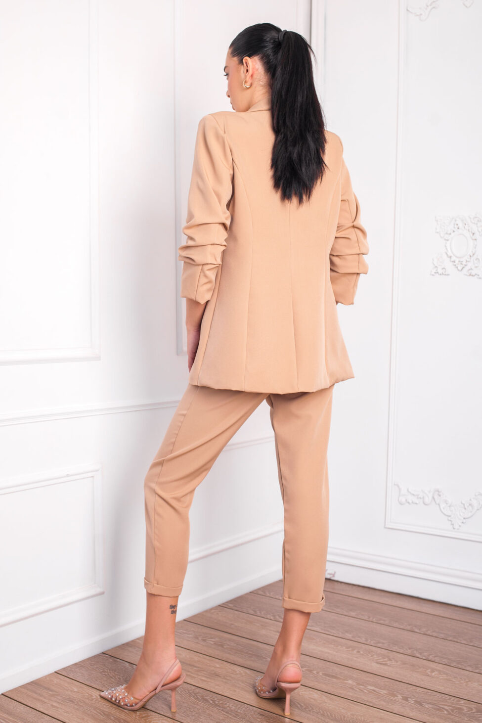 Stone σετ σακάκι παντελόνι μπεζ - Image 2