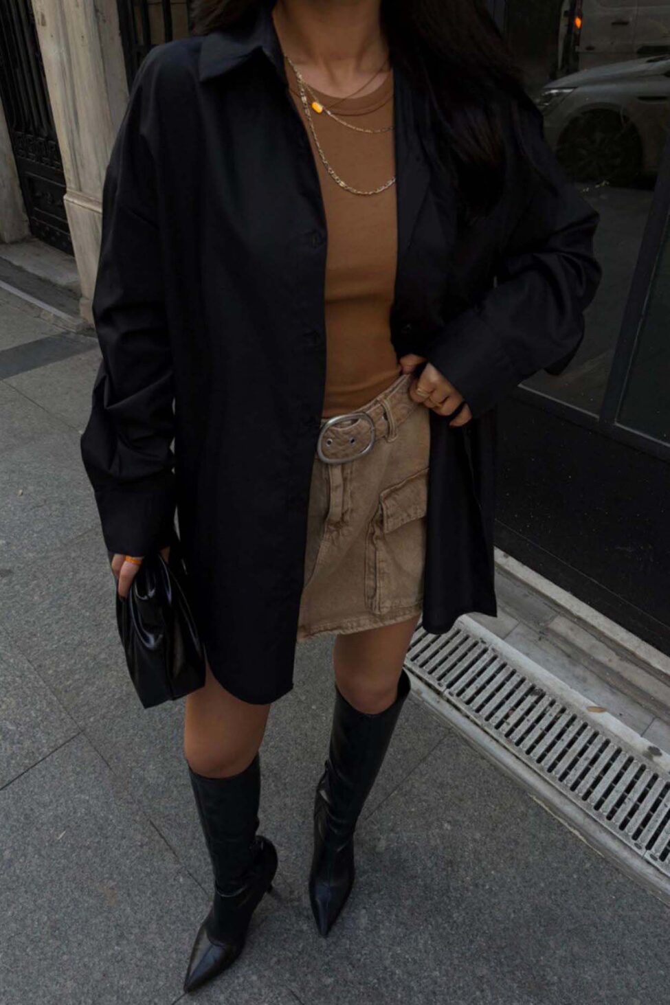 Thyrena πουκάμισο ποπλίνα μαύρο - Image 2