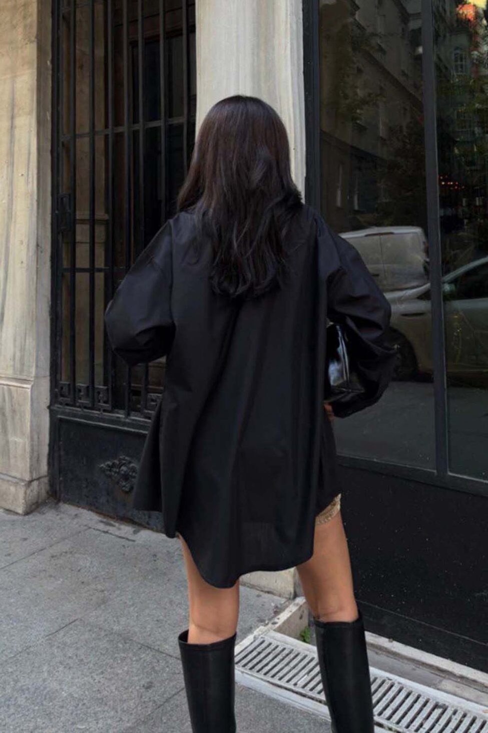 Thyrena πουκάμισο ποπλίνα μαύρο - Image 3