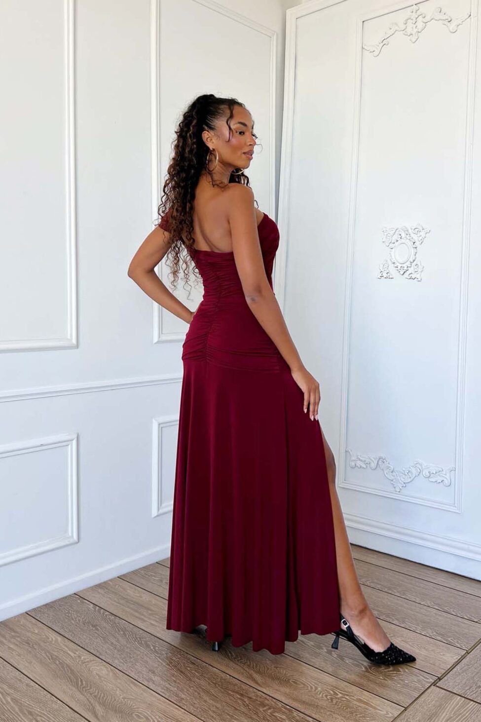 Valerie Φόρεμα Μάξι Ελαστικό μπορντό - Image 2