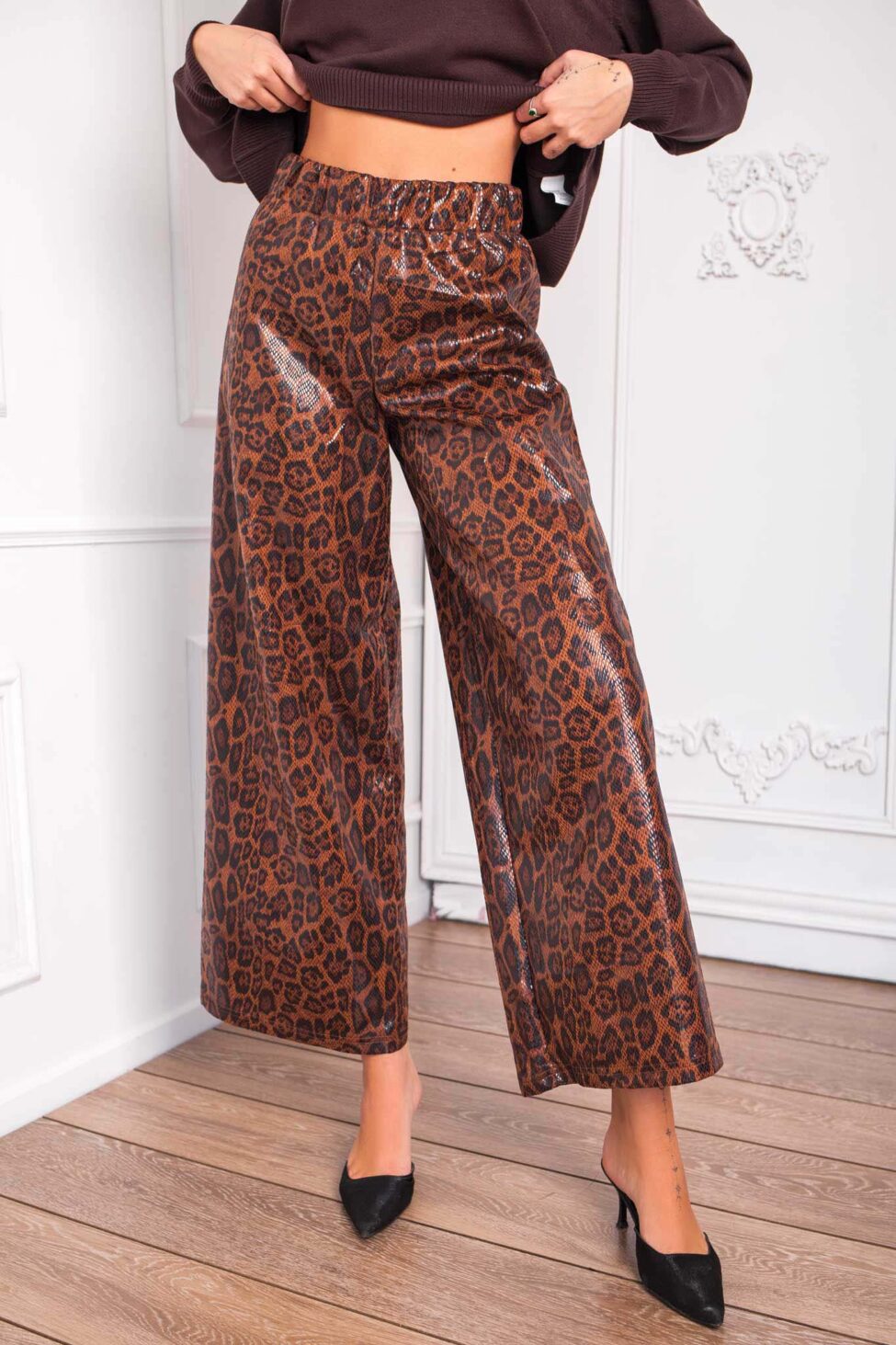 Vipera σετ μπλούζα - παντελόνι καφέ - Image 2