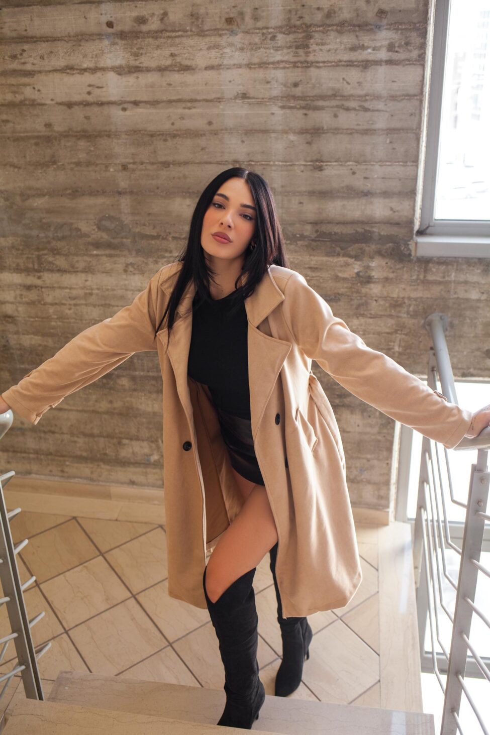 Xray καπαρντίνα τύπου σουέντ μπεζ - Image 2