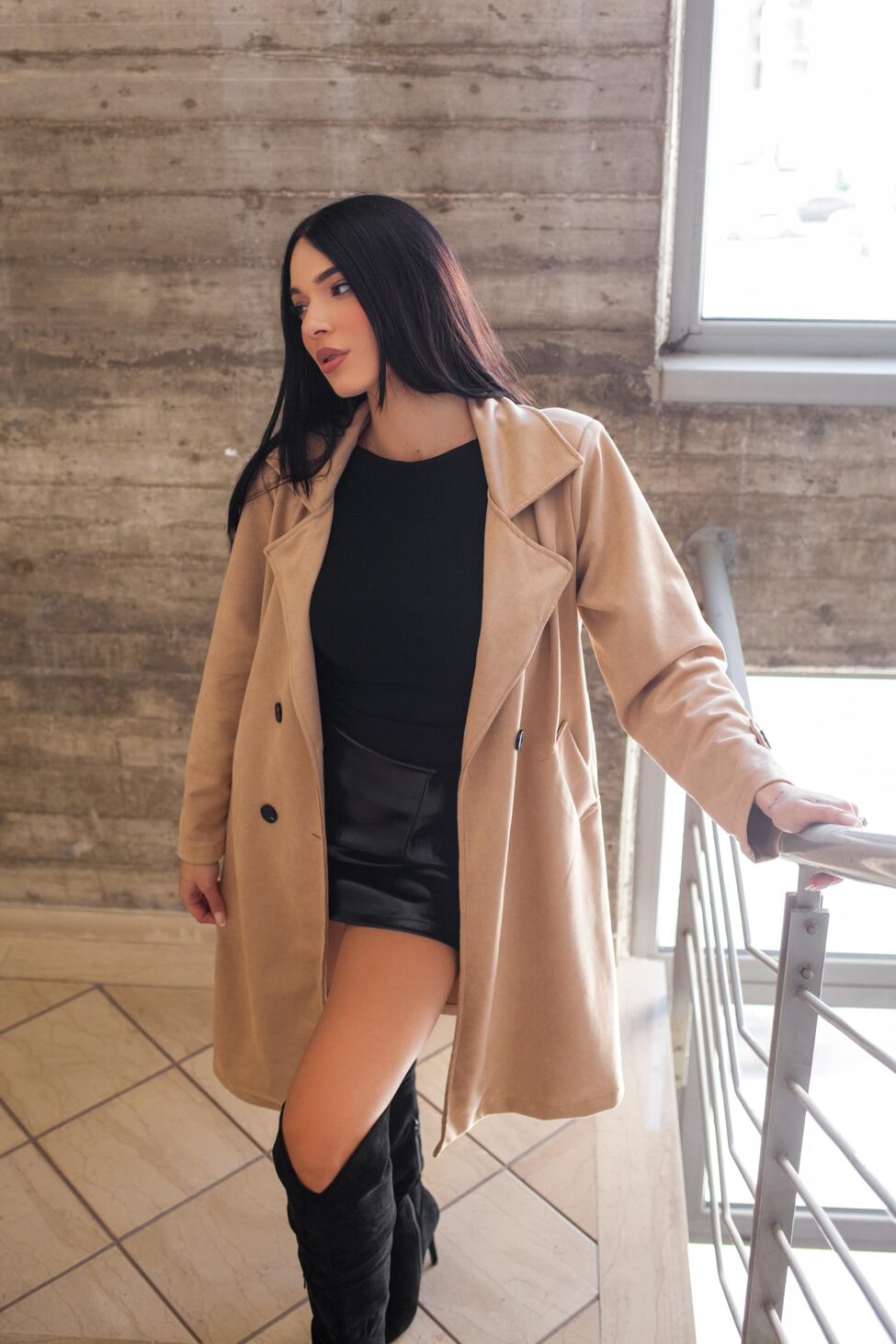 Xray καπαρντίνα τύπου σουέντ μπεζ - Image 3