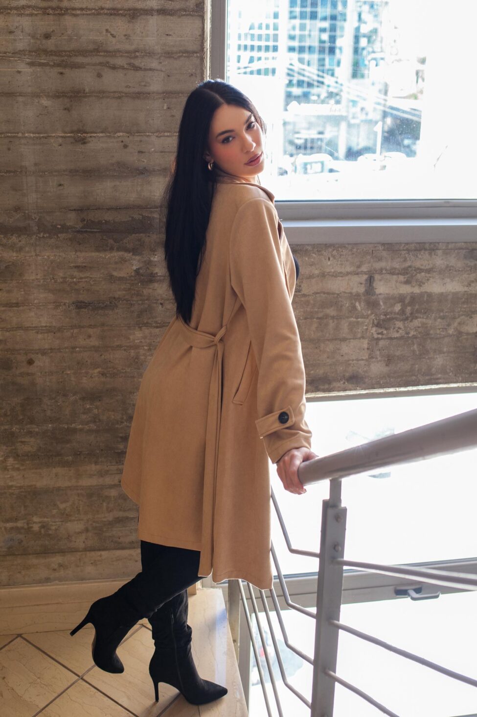 Xray καπαρντίνα τύπου σουέντ μπεζ - Image 4