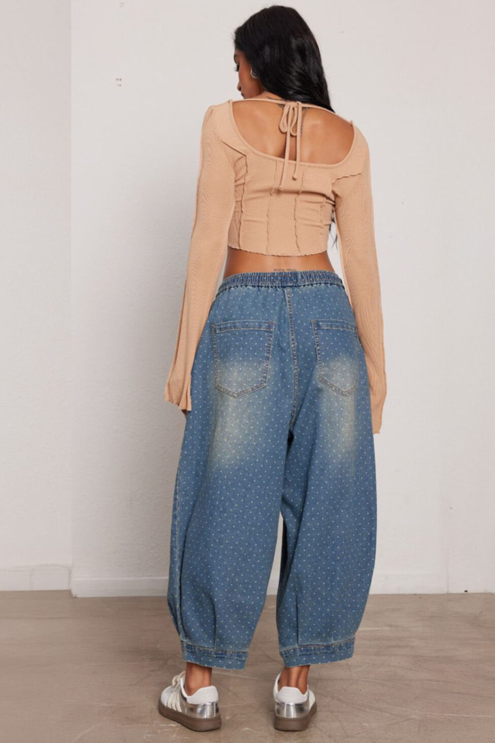 Yasmin τζιν φαρδύ παντελόνι τύπου σαλβάρι μπλε - Image 4