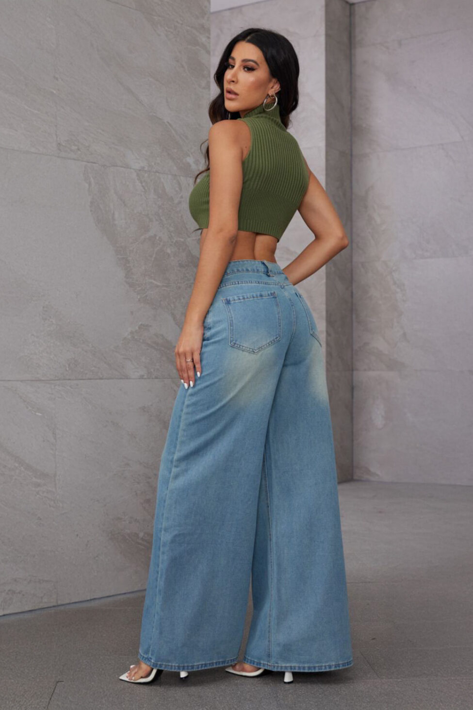 Zagora τζιν παντελόνι σε φαρδιά γραμμή μπλε - Image 2