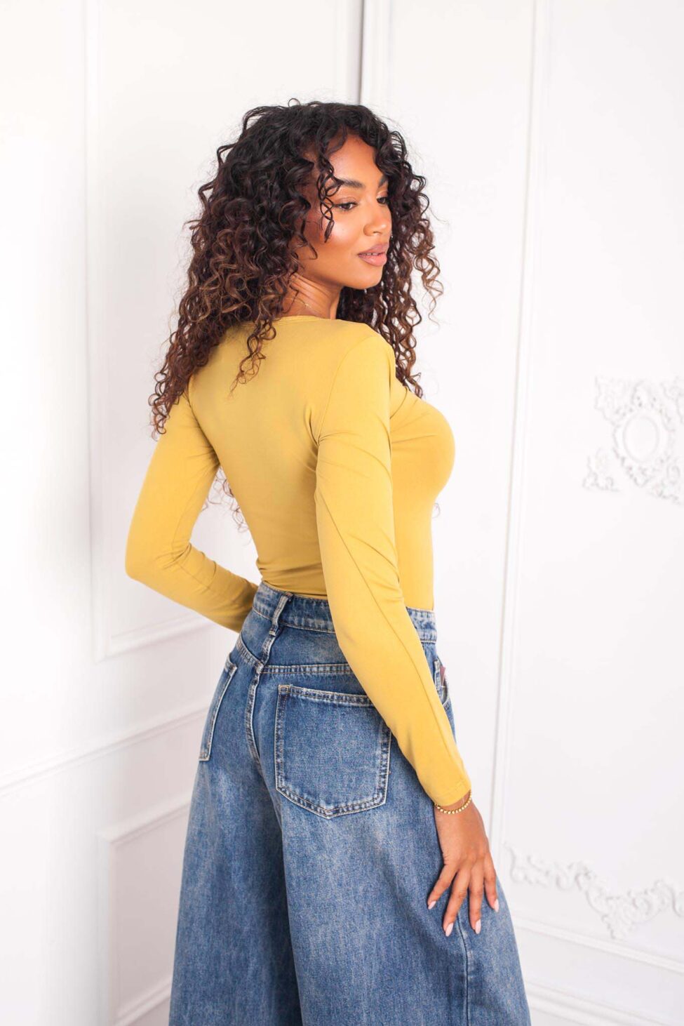 Zavienna μπλούζα ελαστική ώχρα - Image 3