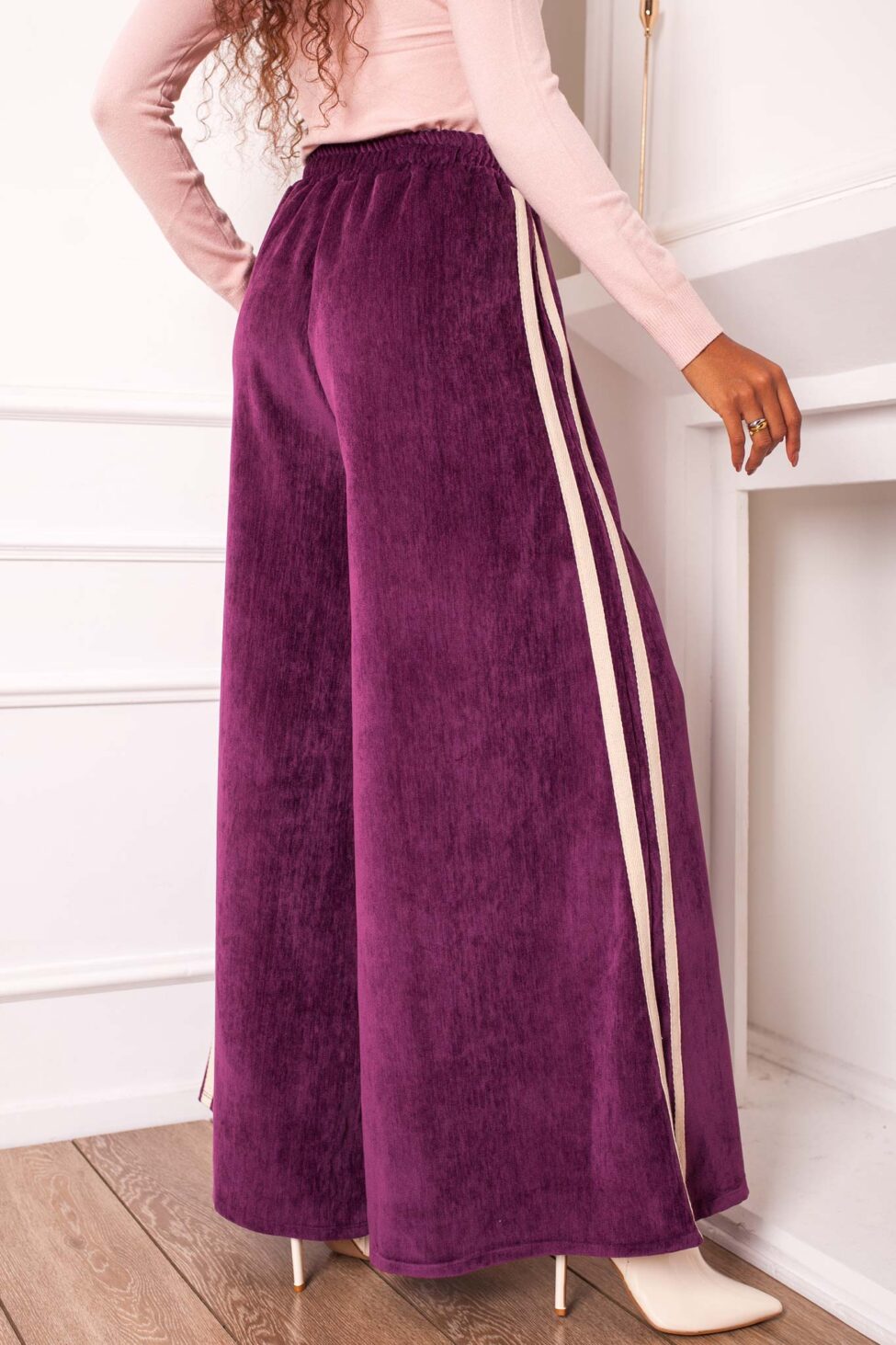 Aloof παντελόνι κοτλέ με ρίγες μωβ - Image 3