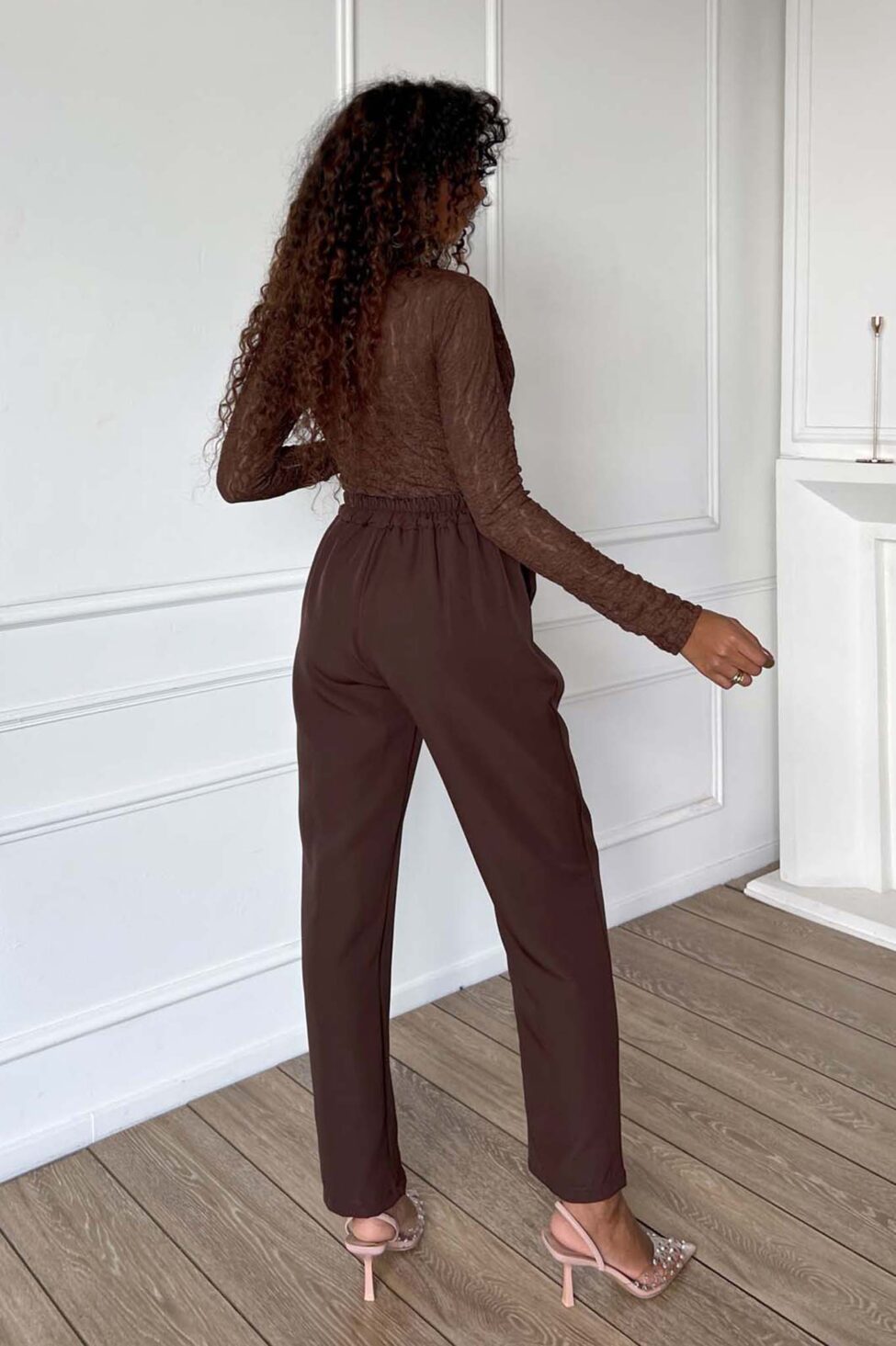 Amour κορμάκι με δαντέλα καφέ - Image 2