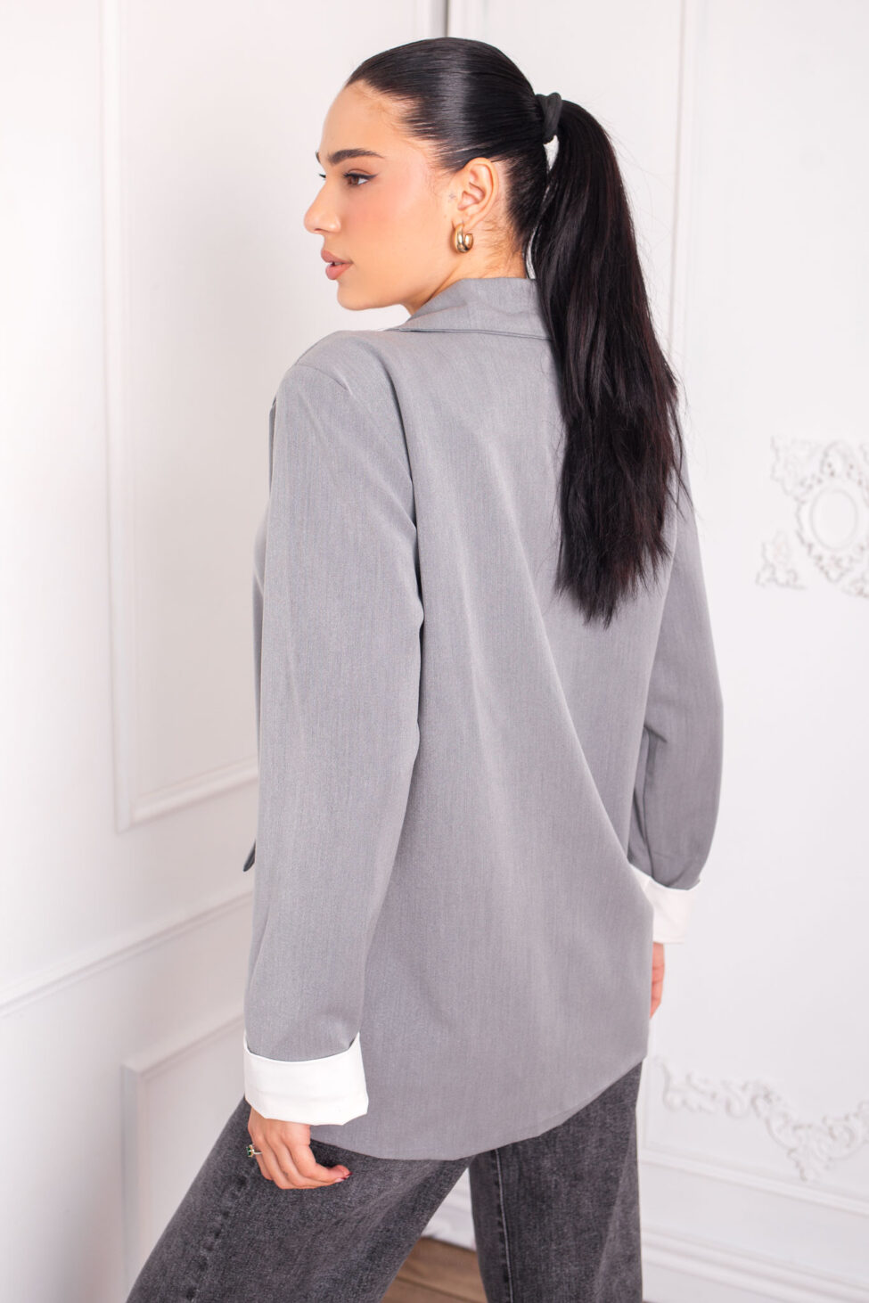 Analine oversize σακάκι γκρι - Image 2