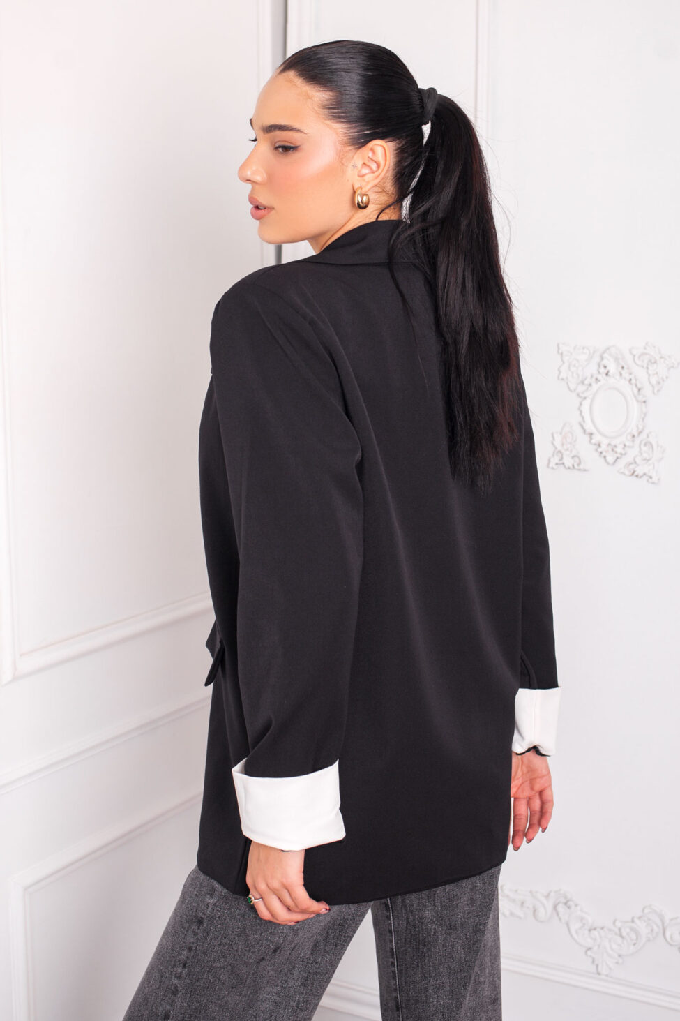 Analine oversize σακάκι μαύρο - Image 2