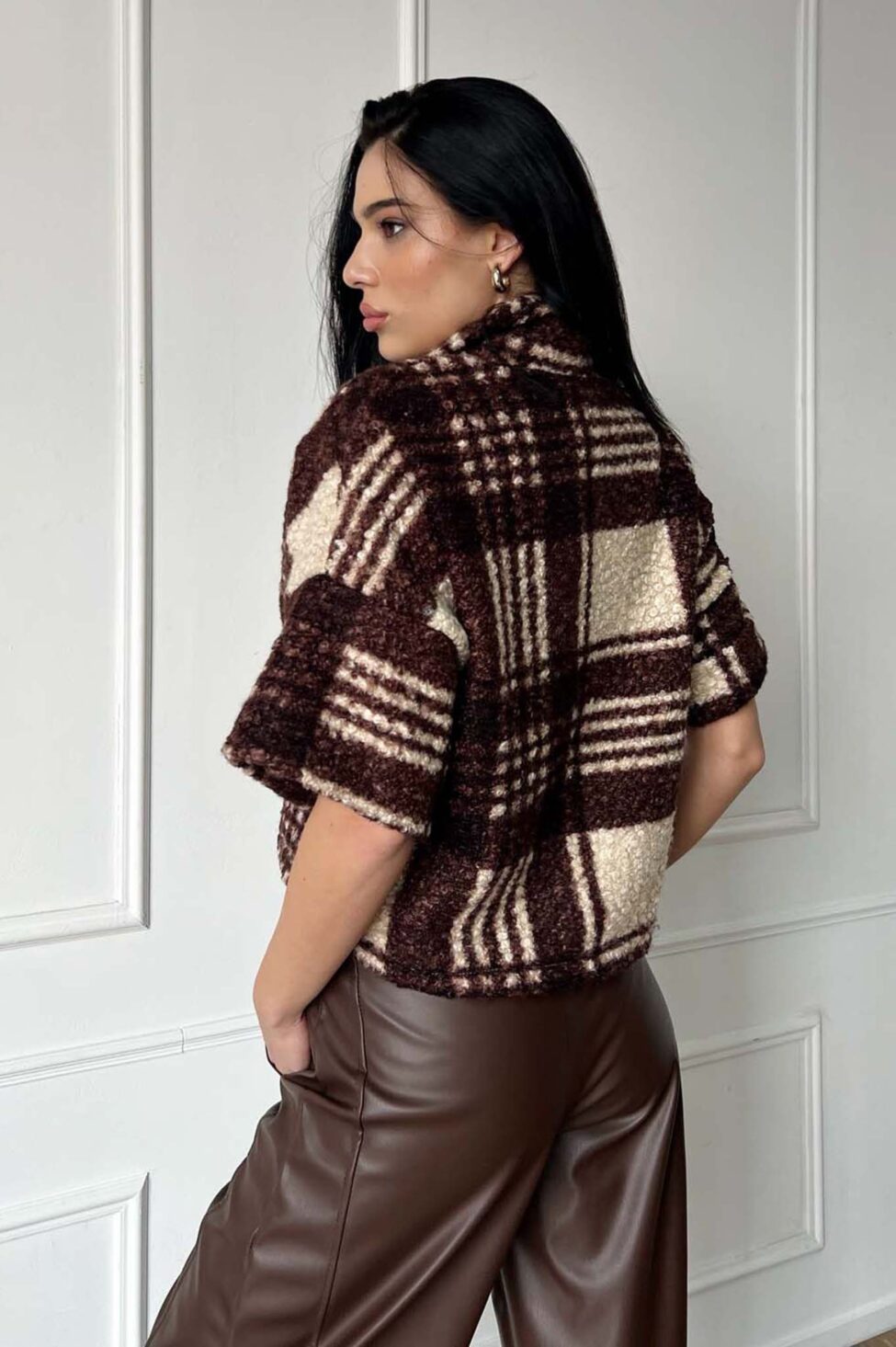 Belgium ζακέτα καρό καφέ - Image 3