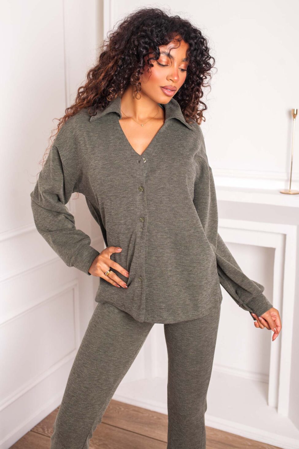 Breakfast σετ πουκάμισο παντελόνι χακί - Image 3