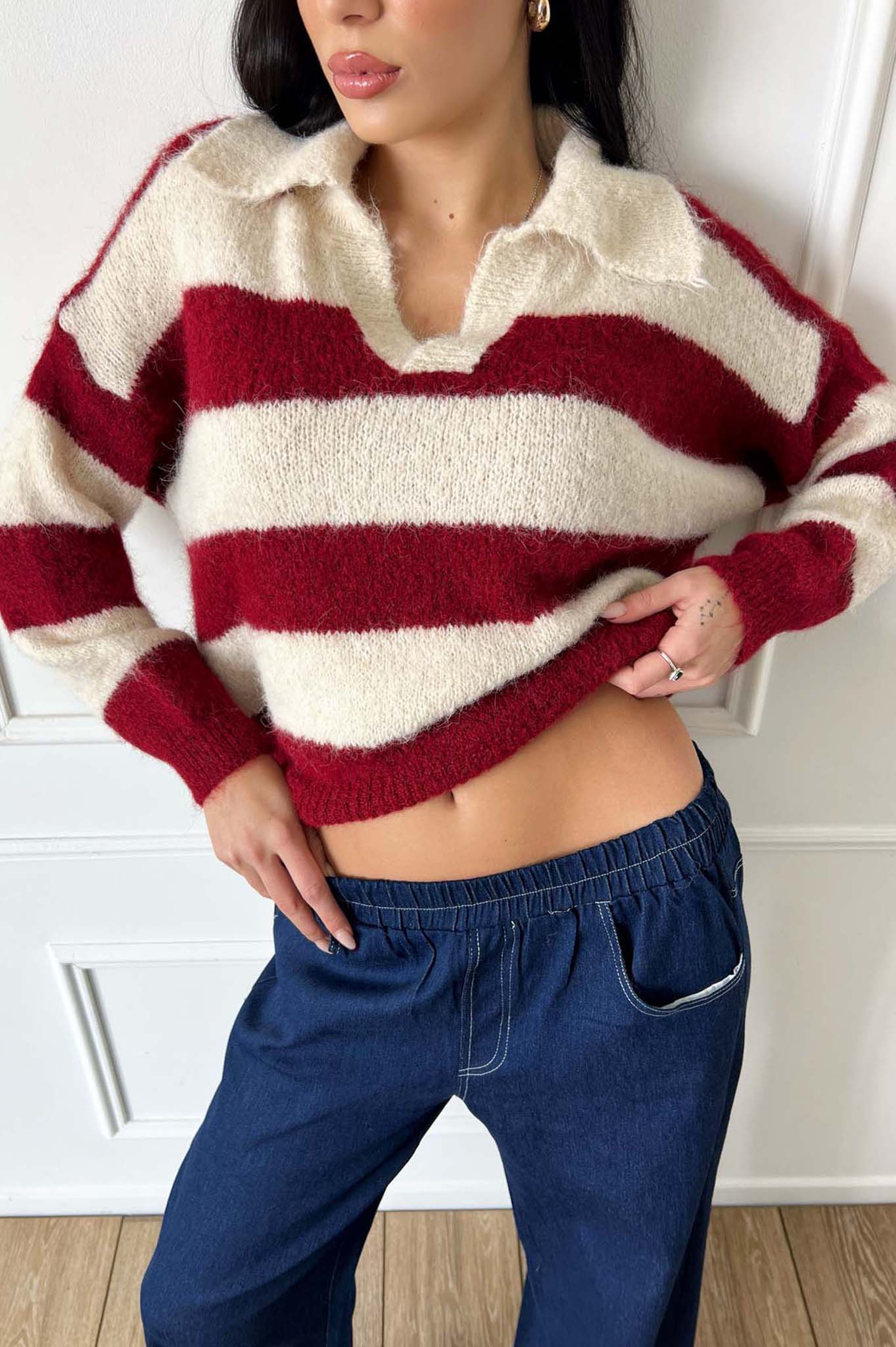 Britt πλεκτή μπλούζα μπορντό Britt πλεκτή μπλούζα μπορντό - Image 1