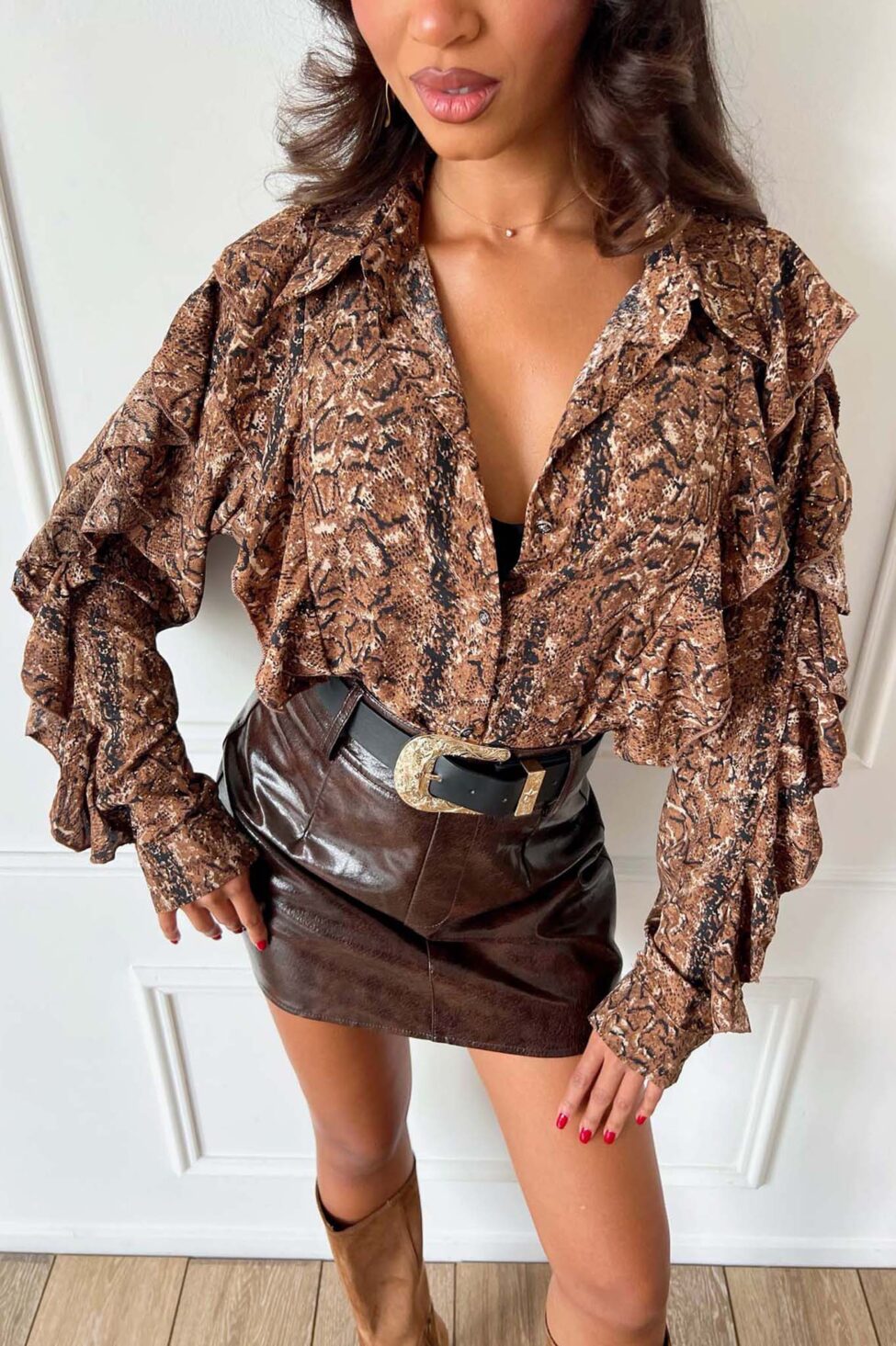 Chamel Πουκάμισο καφέ - Image 2