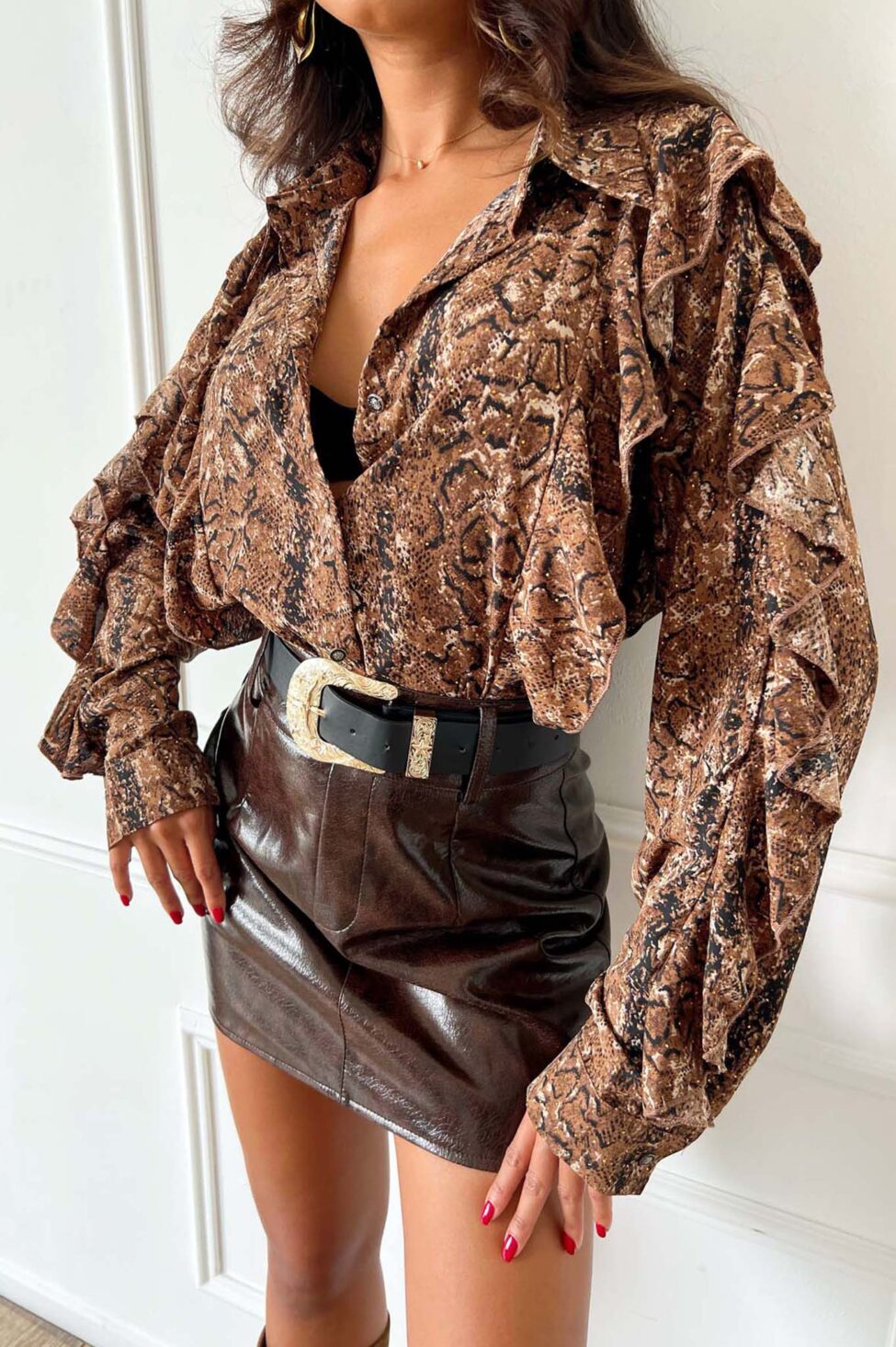 Chamel Πουκάμισο καφέ - Image 3