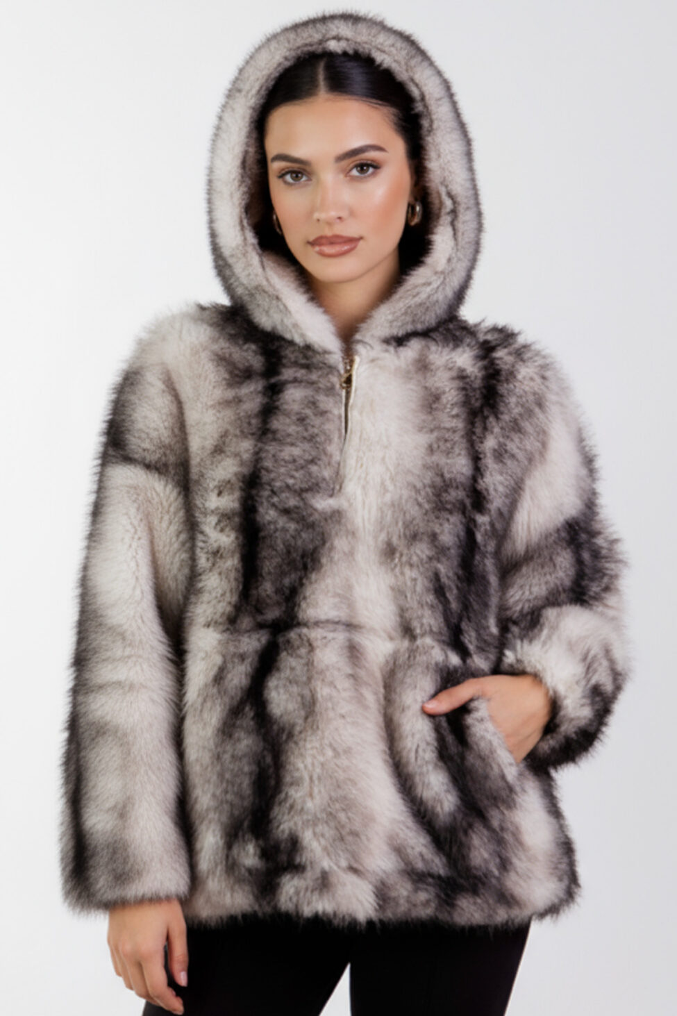 Coco γούνα με κουκούλα γκρι - Image 2
