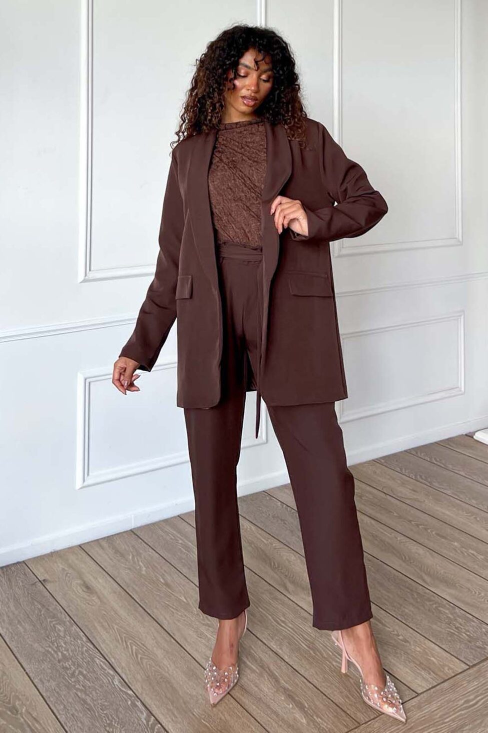 Digital σετ σακάκι παντελόνι καφέ - Image 4