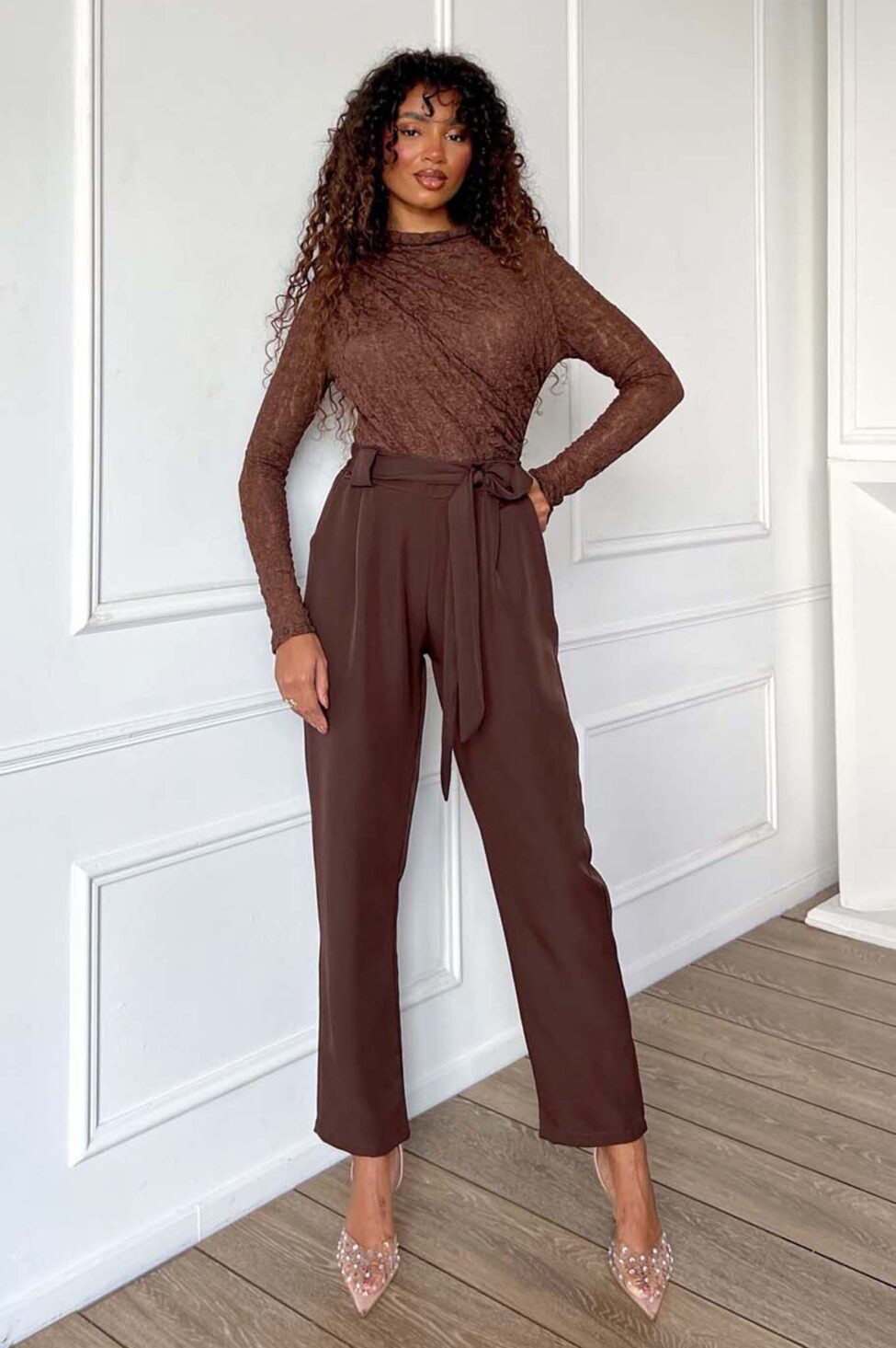 Digital σετ σακάκι παντελόνι καφέ - Image 5