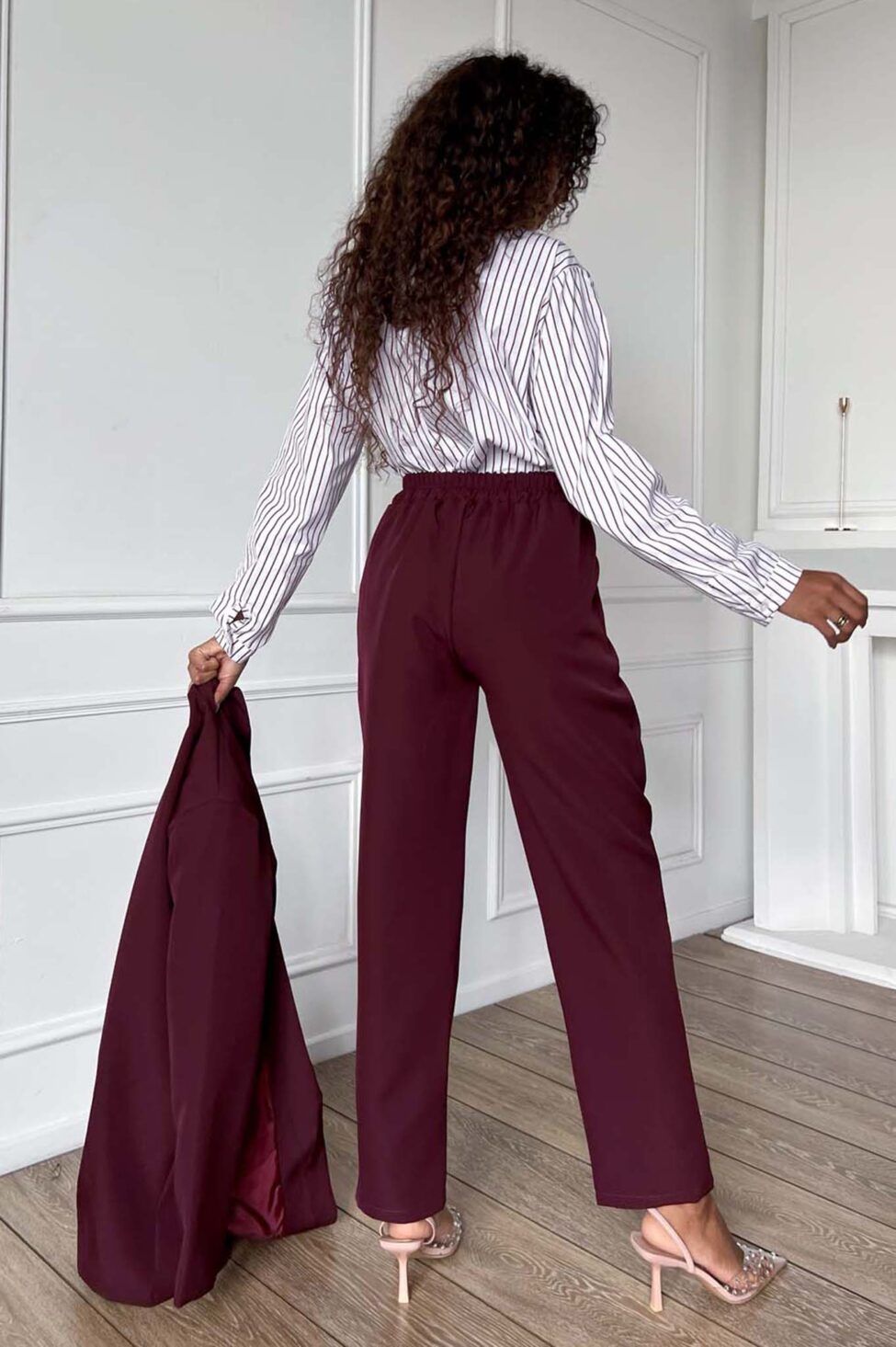 Digital σετ σακάκι παντελόνι μπορντό - Image 3