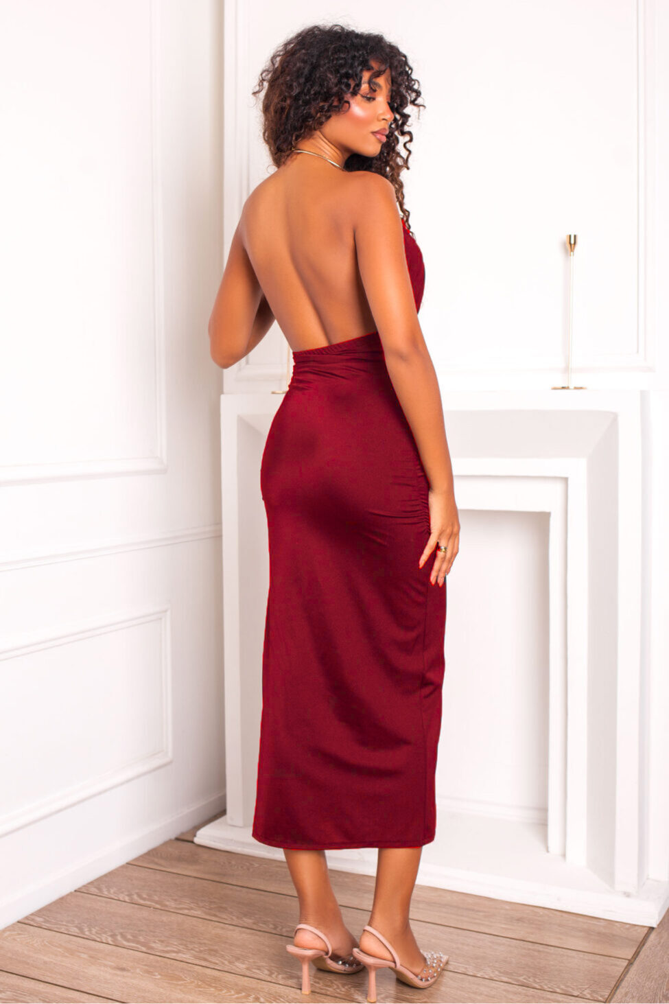 Earthy μίντι φόρεμα μπορντό - Image 2