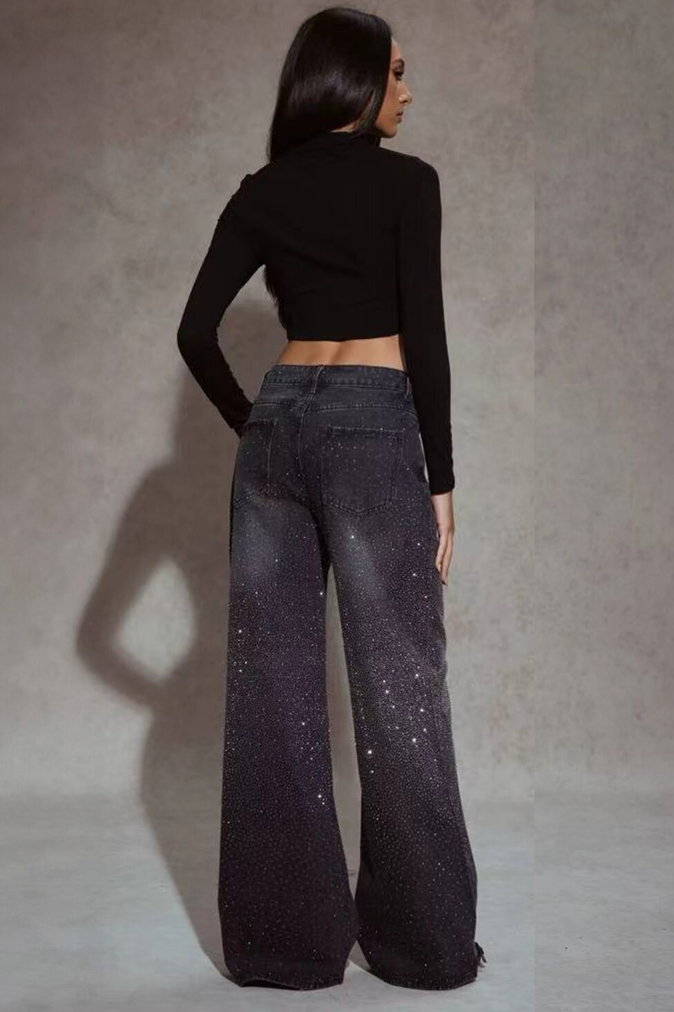 Eddie τζιν παντελόνι με strass μαύρο - Image 2