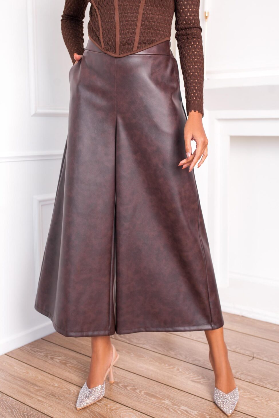 Elixir παντελόνι δερματίνη καφέ - Image 2