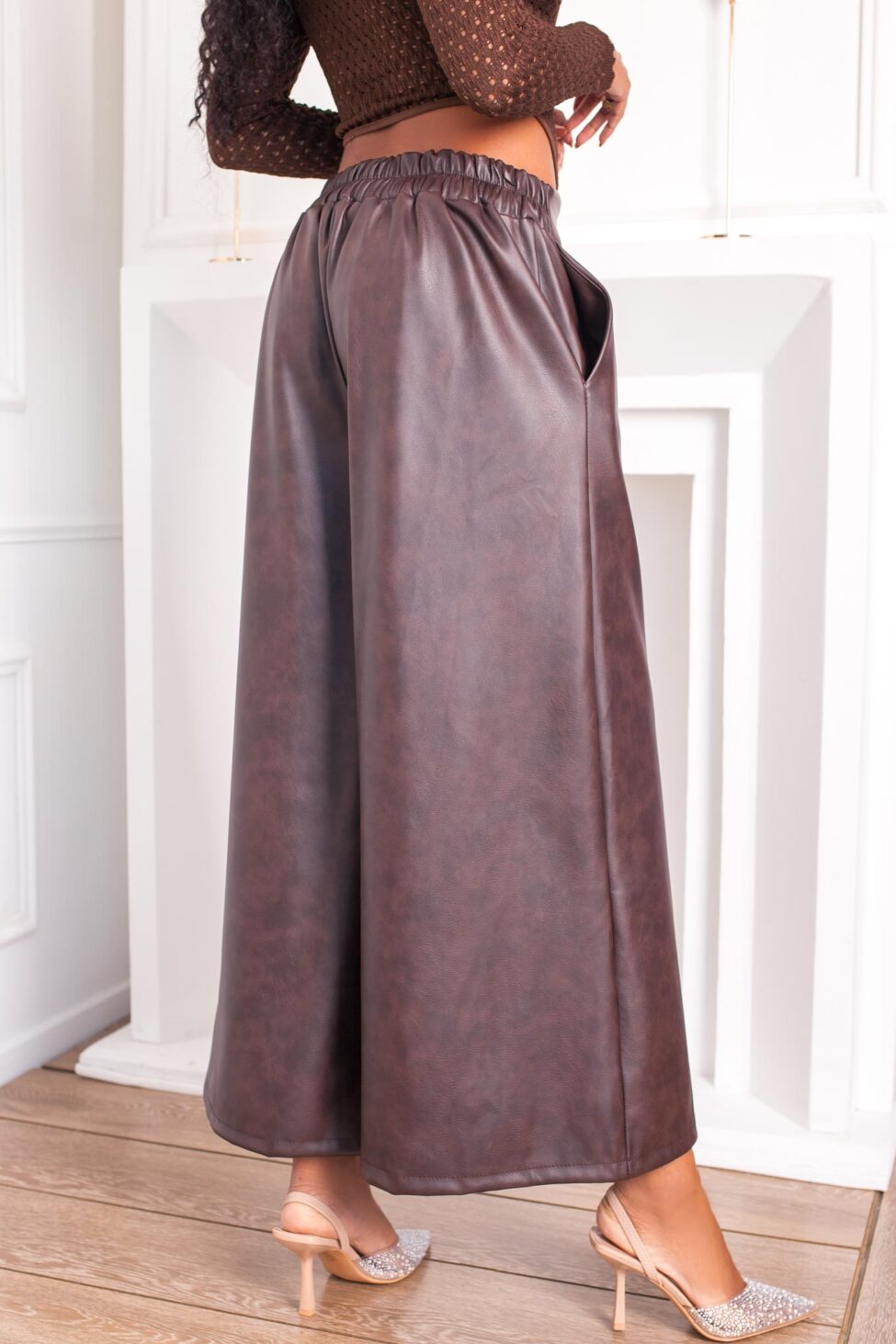 Elixir παντελόνι δερματίνη καφέ - Image 3