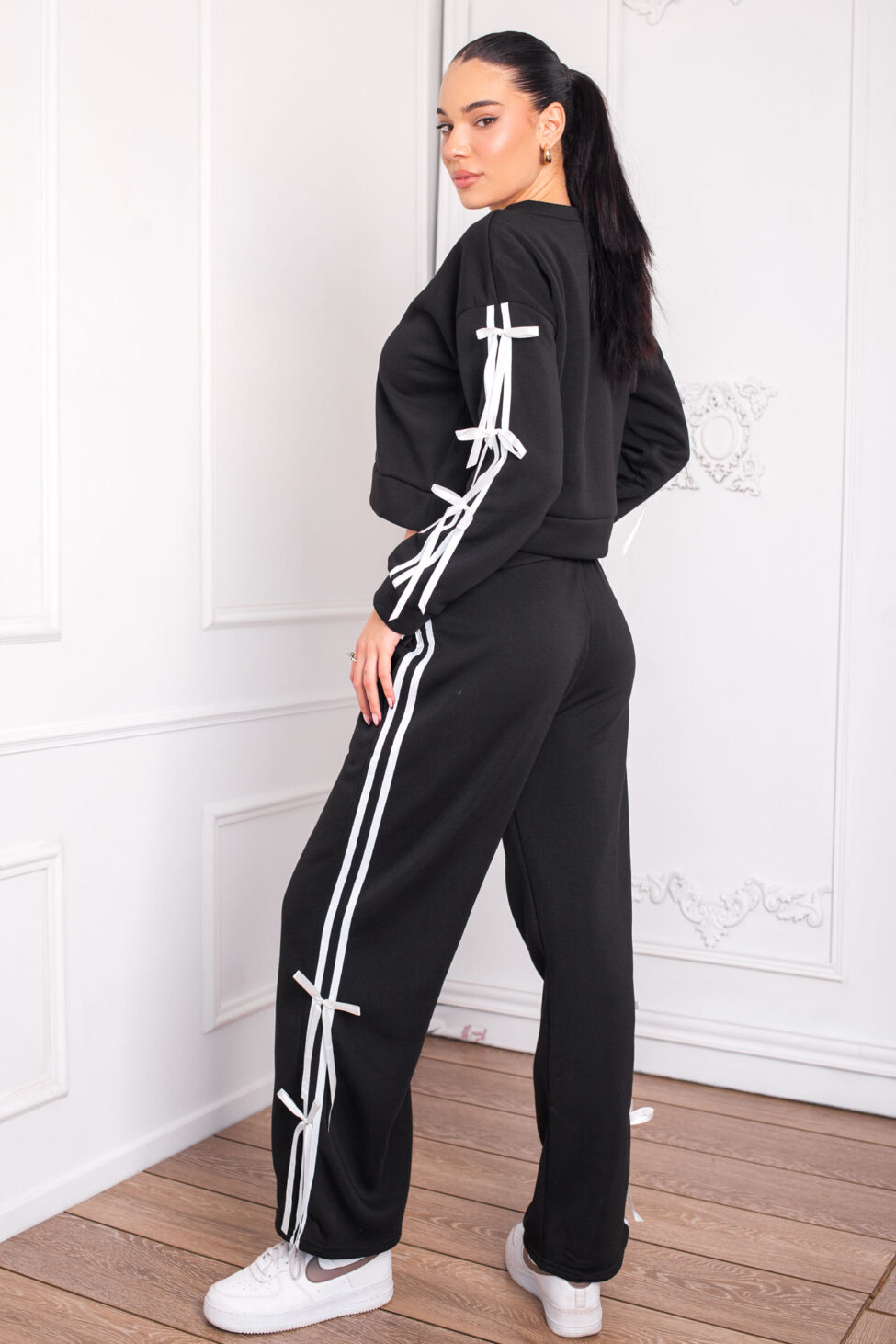 Goodie σετ μπλούζα παντελόνι με ρίγες μαύρο - Image 2