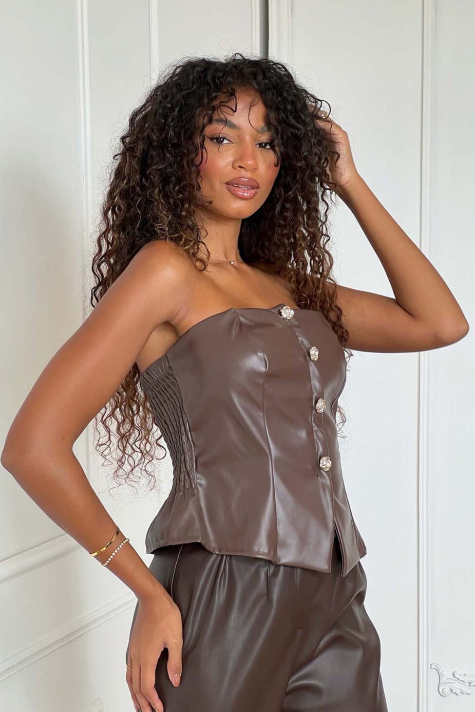 Leonar στράπλες τοπ καφέ - Image 2