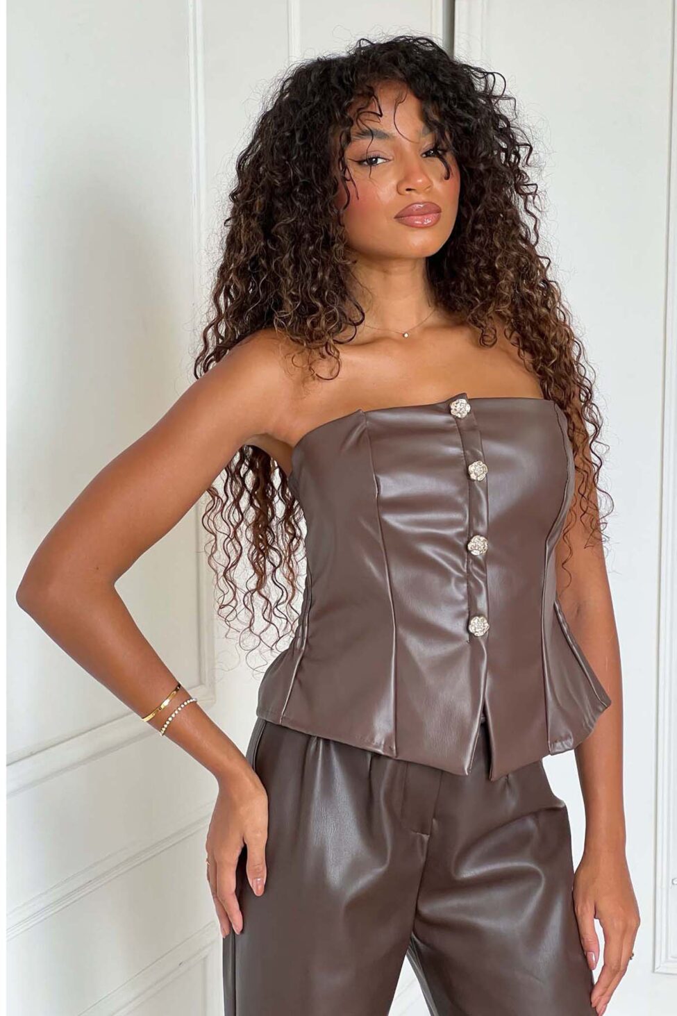 Leonar στράπλες τοπ καφέ - Image 3