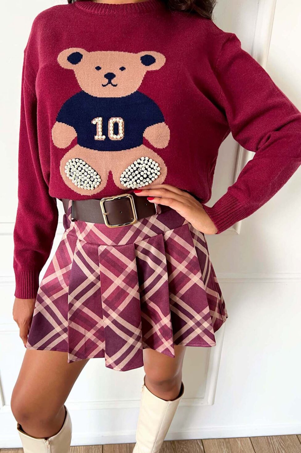 Little Bear πουλόβερ μπορντό - Image 3