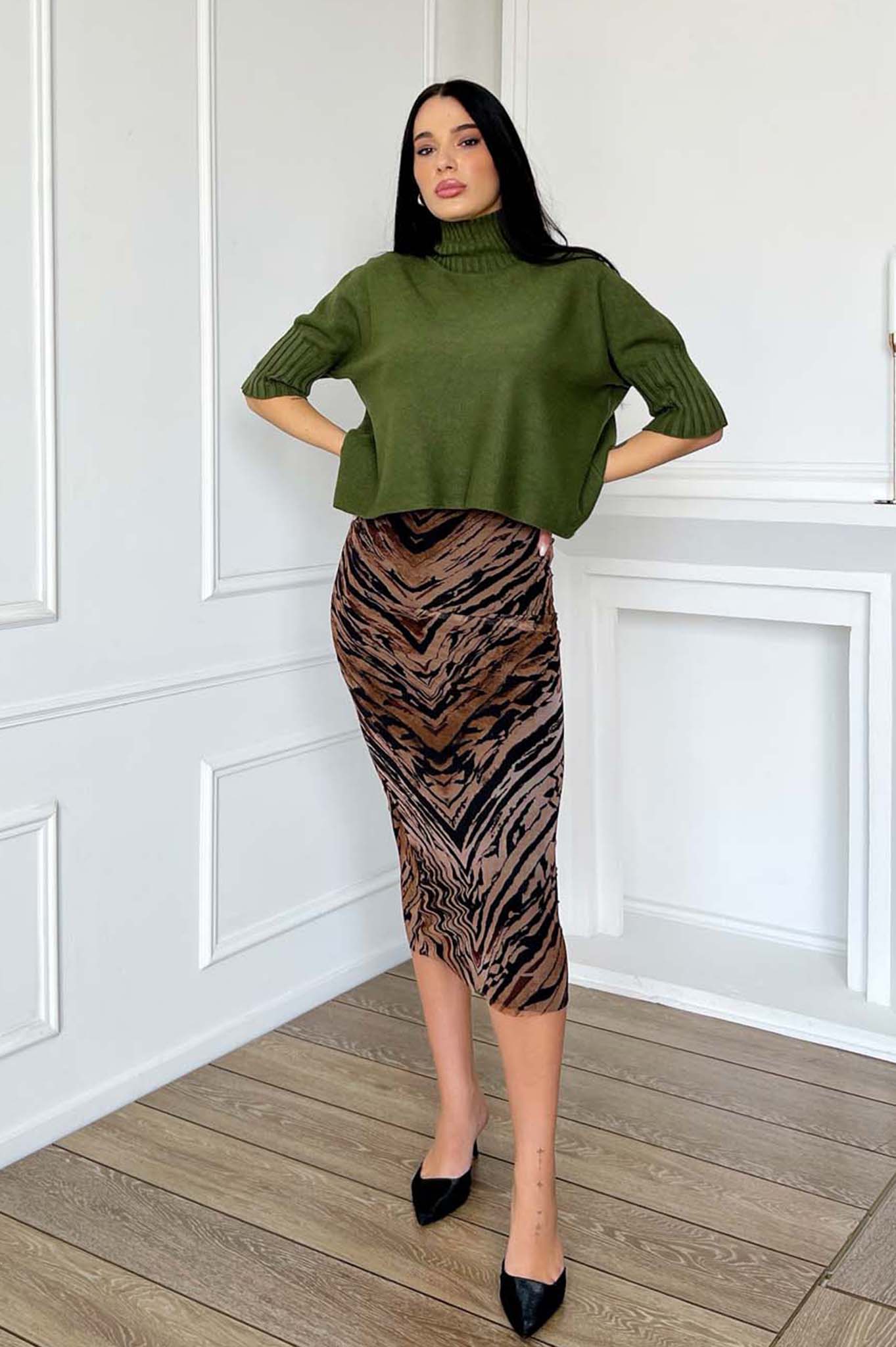 Lizy μίντι φούστα καφέ Lizy μίντι φούστα καφέ - Image 1