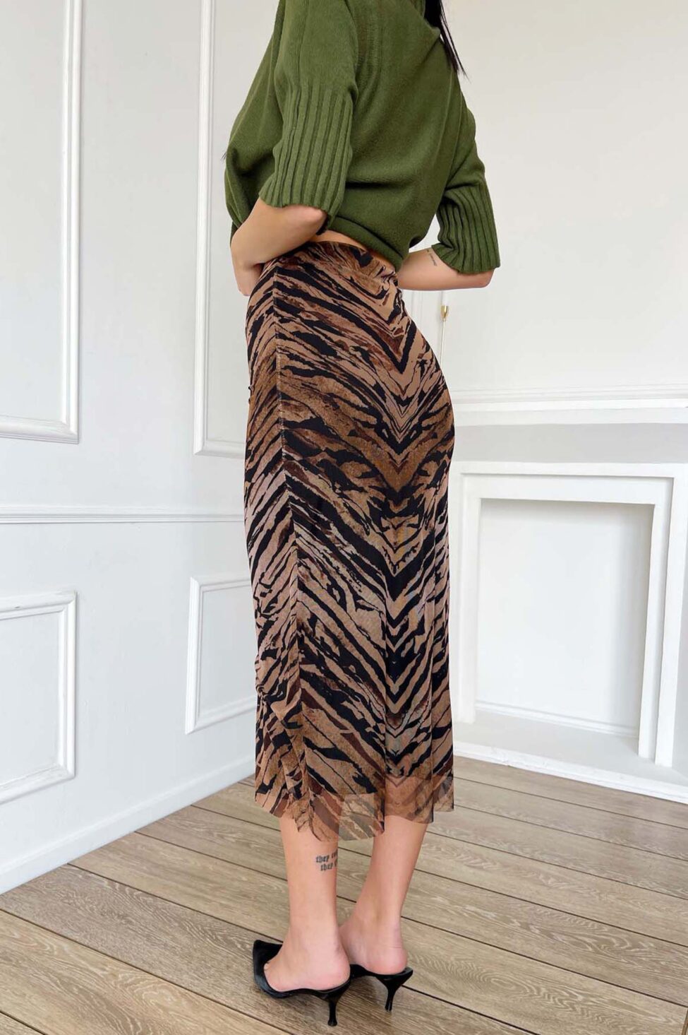 Lizy μίντι φούστα καφέ - Image 3