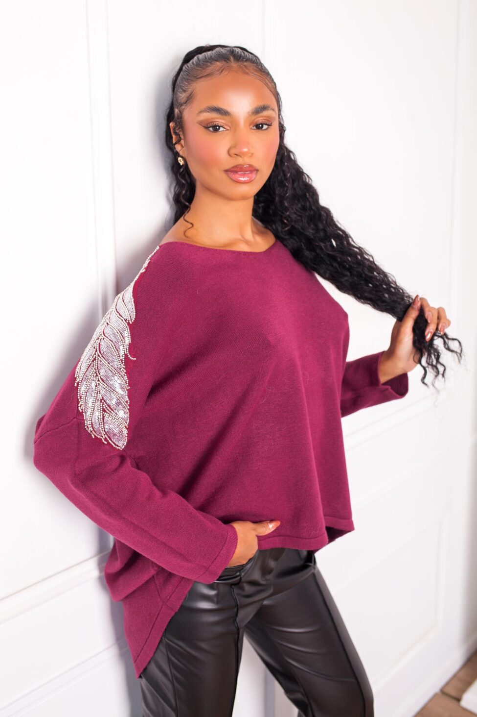 Luthia Πλεκτή Μπλούζα μπορντό - Image 2