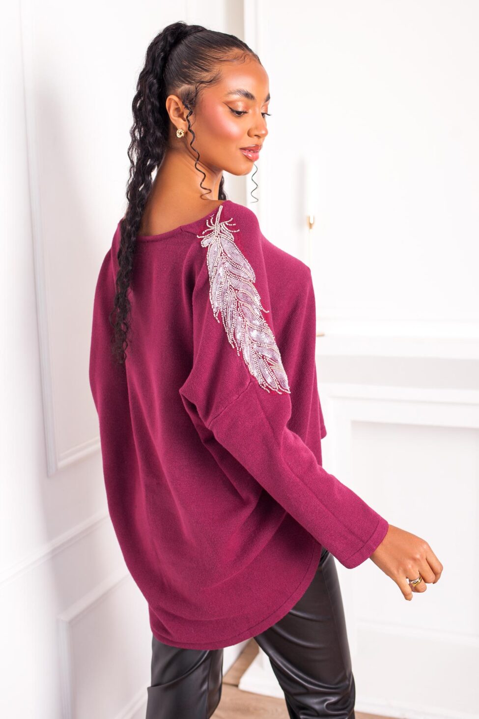 Luthia Πλεκτή Μπλούζα μπορντό - Image 3
