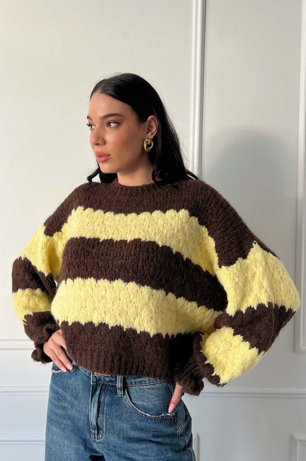 Magnitude μπλούζα πλεκτή καφέ σκούρο - Image 3